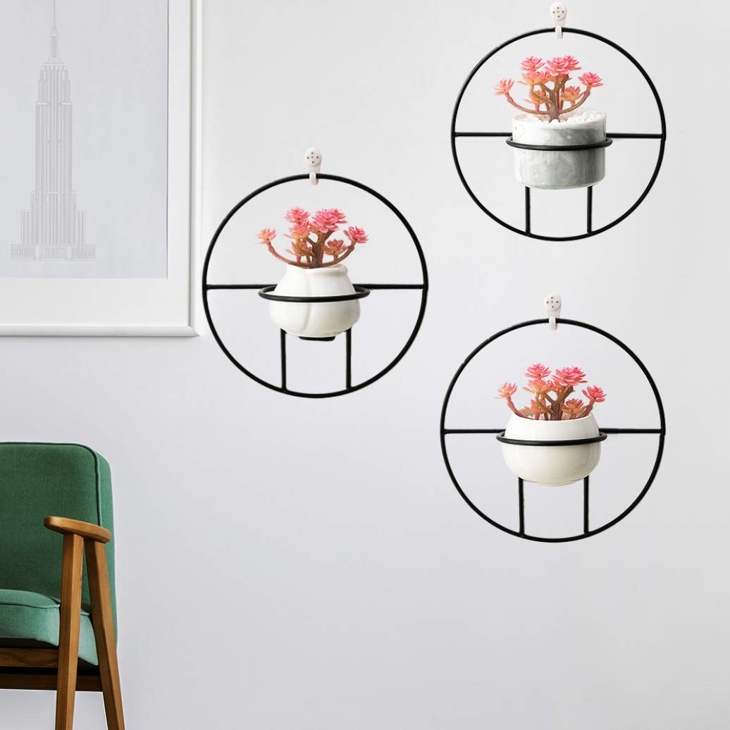 Nordic Style Hanging Planter - Ceramic Wall Mounted Flower Pot with Rack for Succulents, Air Plants & Herbs | Perfect for Home, Office & Garden Decor
