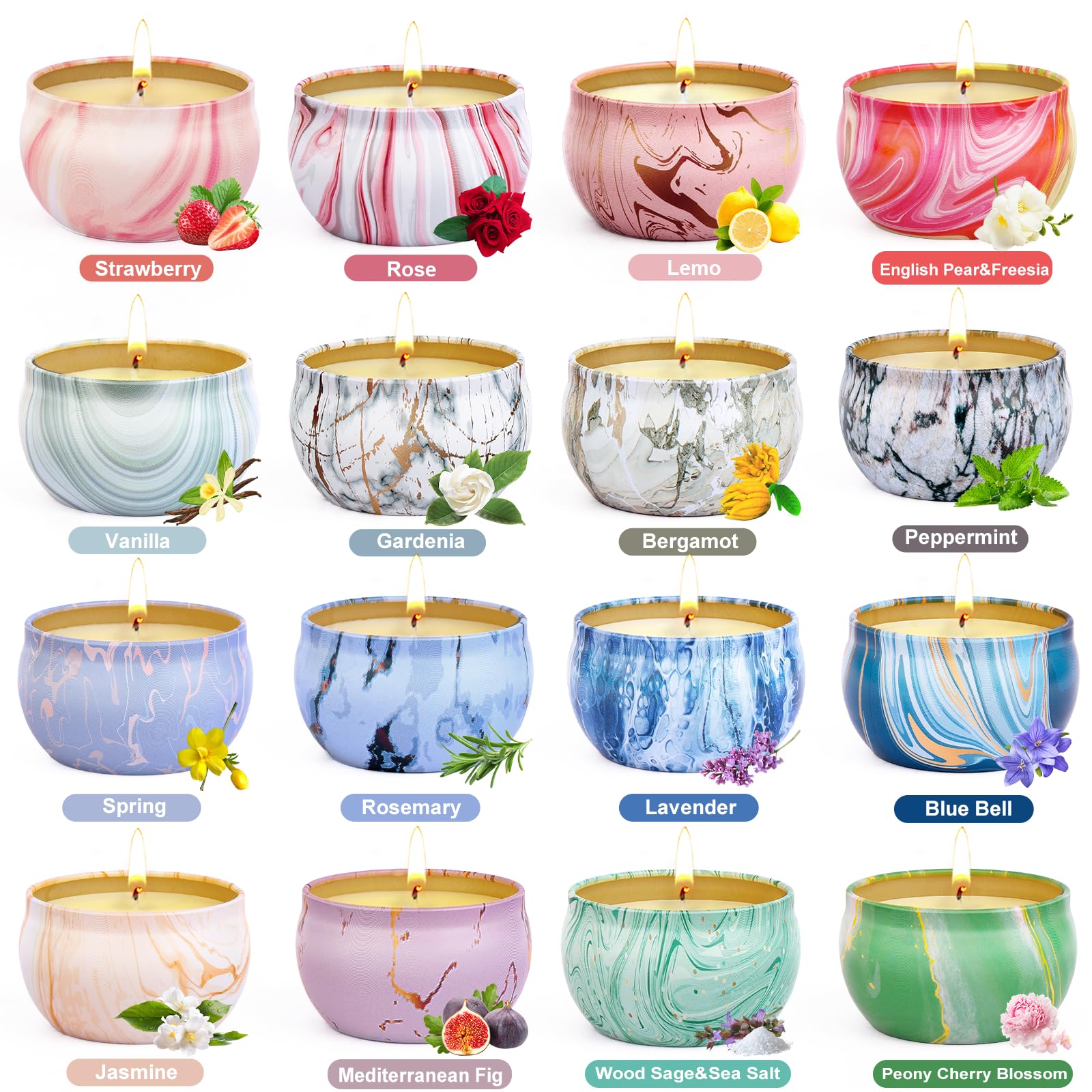 16 Pack Scented Soy Candles for Women - 180 Hours Long Lasting Lavender Aromatherapy Candles, Relaxing Birthday Christmas Gifts for Mom, Wife, Her - Perfect for Home, Bath, Spa, Yoga & Meditation