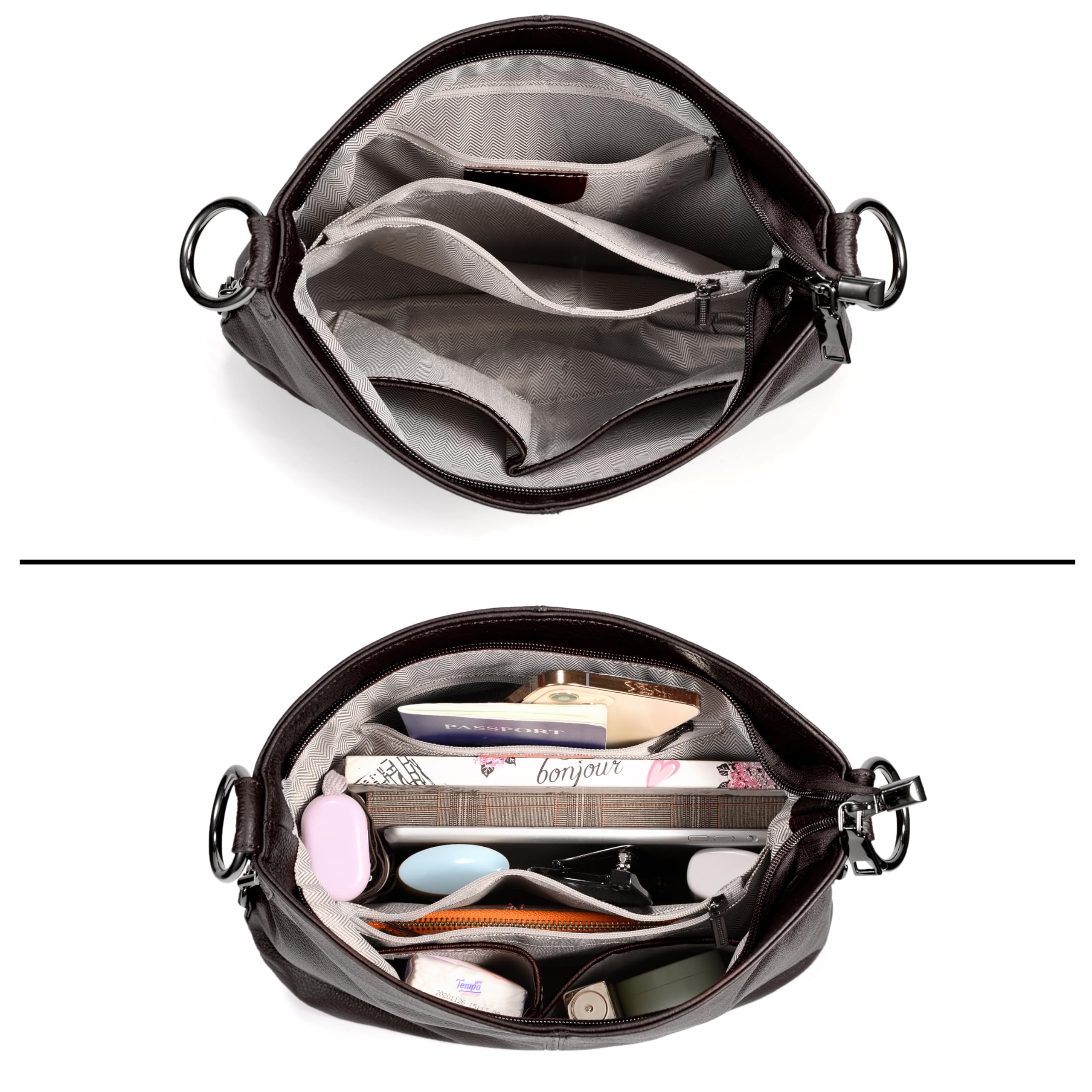 Genuine Leather Shoulder Bag for Women - Stylish Hobo Crossbody Purse (Office & Travel)