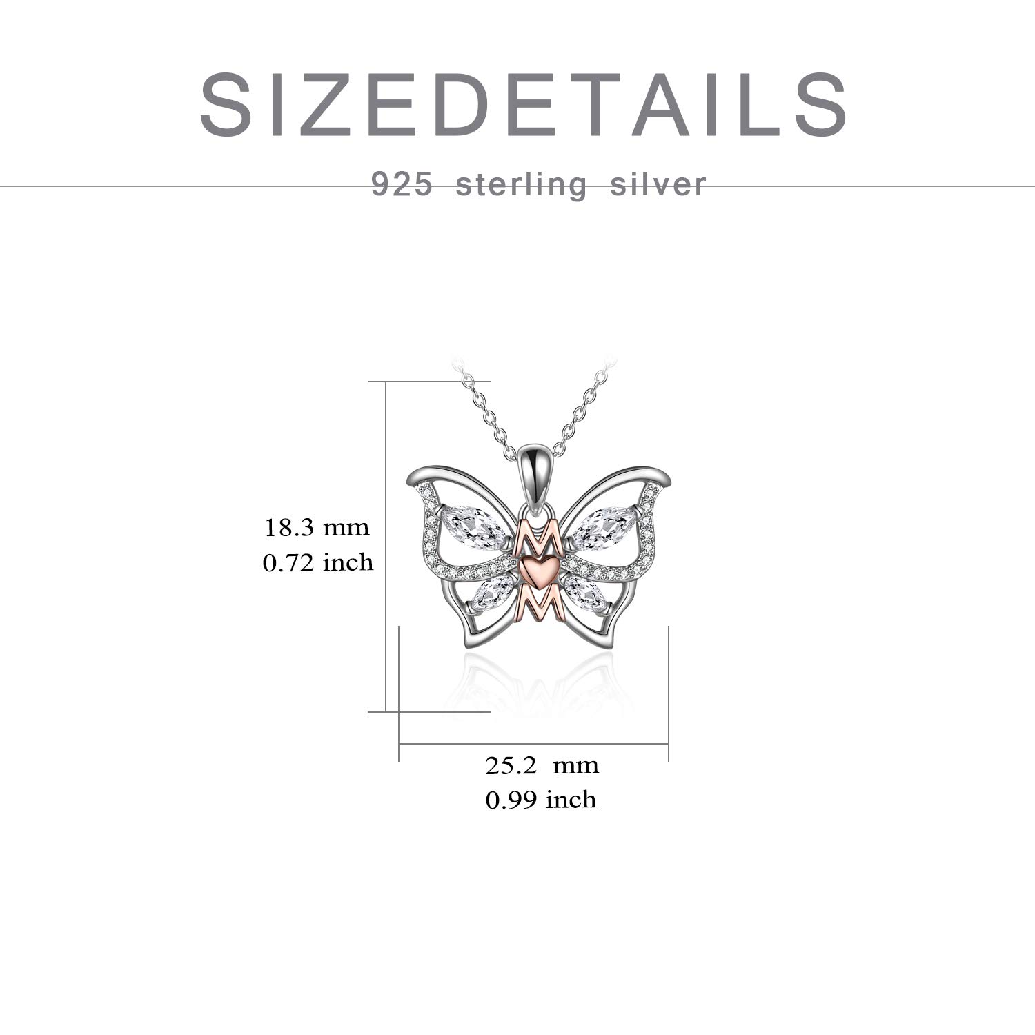WINNICACA Sterling Silver Heart Butterfly Pendant Necklace - Thoughtful Mother's Day Gift from Daughter or Son, Birthday Present for Mom, Women's Jewelry | Perfect for Special Occasions & Everyday Wear