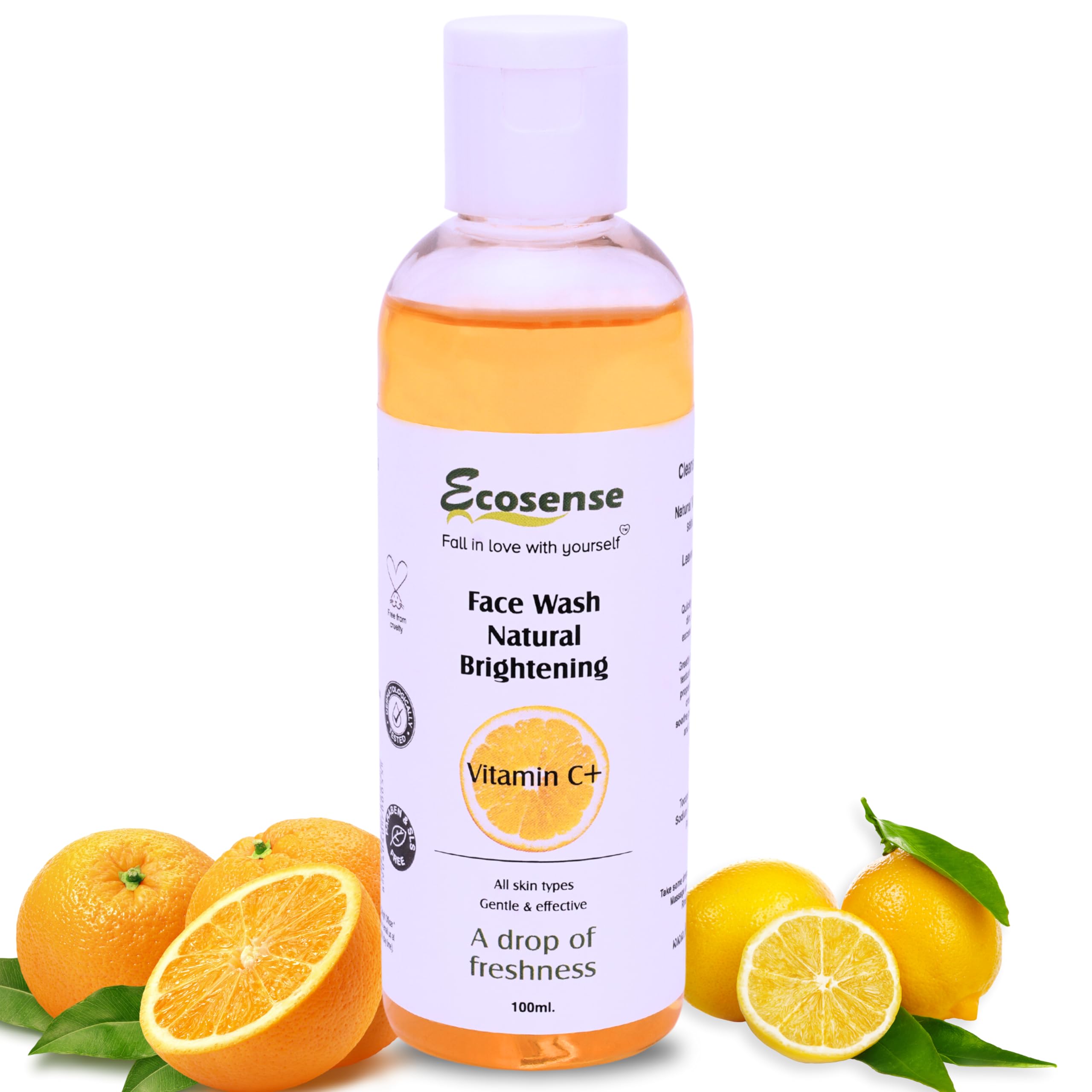 Ecosense Vitamin C+ Brightening Face Wash for All Skin Types - Cleansing, Lightening & Hydrating Formula for Fresh, Radiant Skin | Reduces Dark Spots | 100ml | Perfect for Morning & Night Skincare Routine