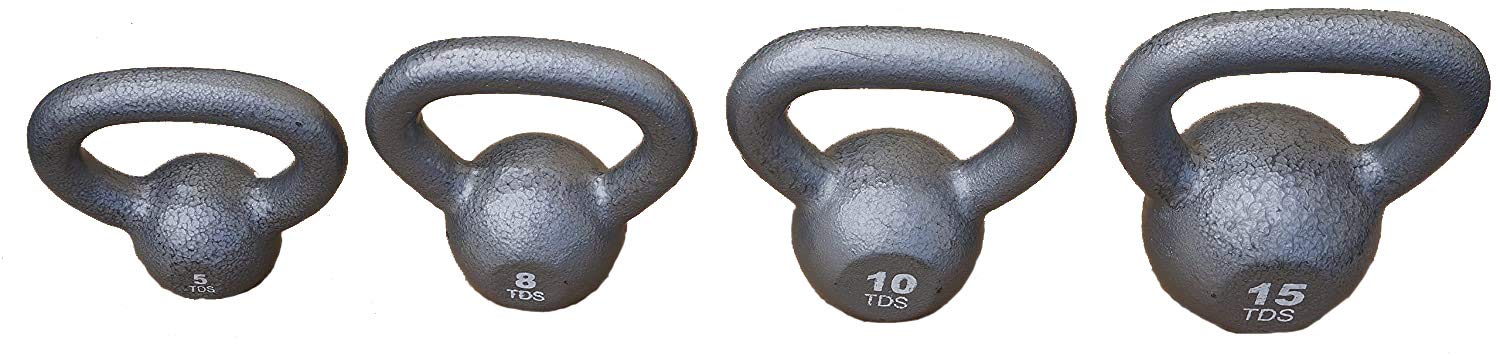 Premium 4-Piece Cast Iron Kettlebell Set (5lb, 8lb, 10lb, 15lb) - Heavy Duty Strength Training Equipment for Home Gym, CrossFit, HIIT & Functional Fitness Workouts