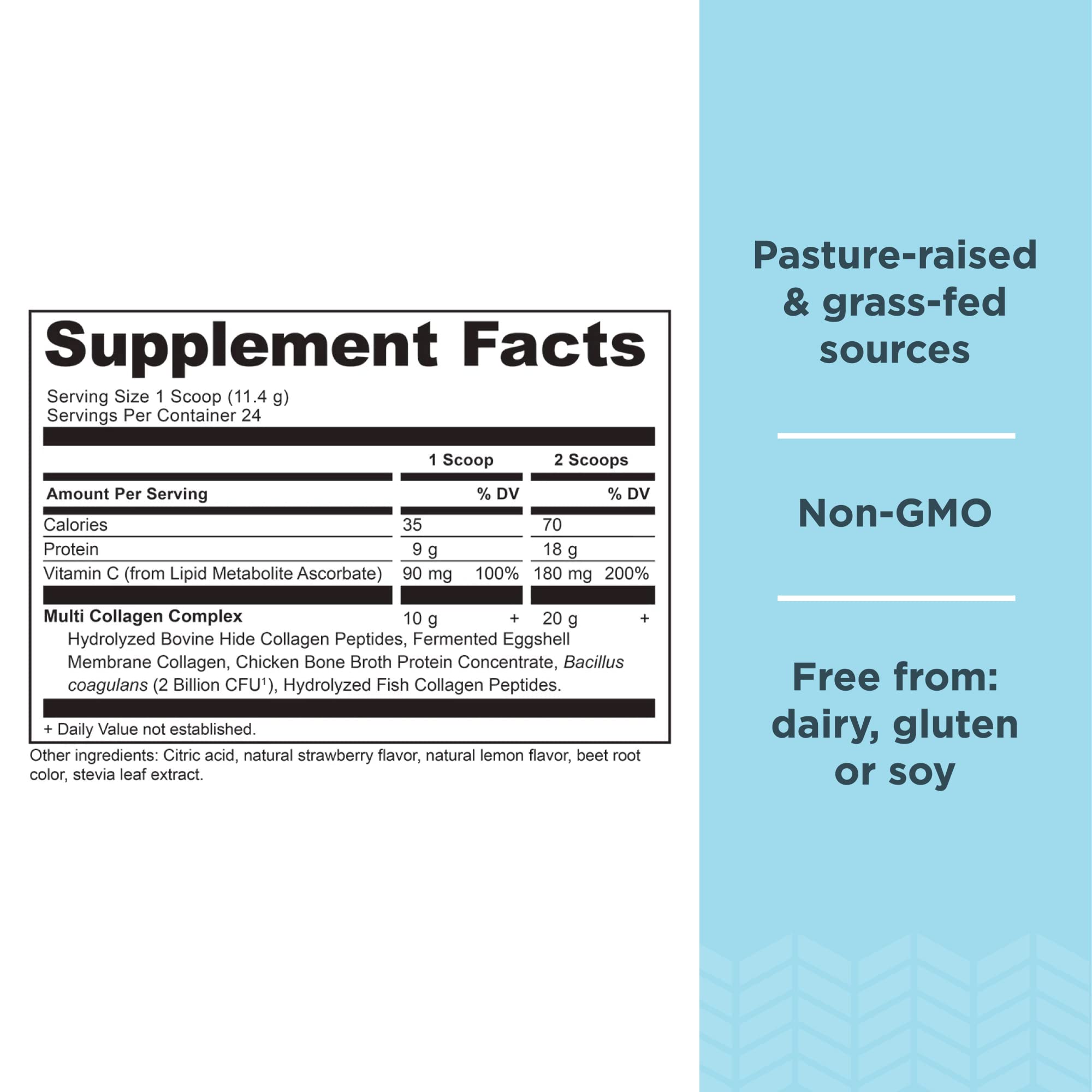 Ancient Nutrition Multi Collagen Protein Powder - Strawberry Lemonade Flavor (9.65oz, 24 Servings) with Hydrolyzed Collagen Peptides & Vitamin C for Skin, Nails, Gut & Joint Health | Perfect for Smoothies, Post-Workout Recovery & Daily Wellness Boost