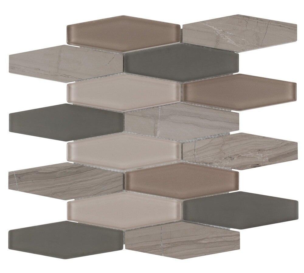 Premium Glass Stone Mosaic Tile - Diamond Dune Pattern for Kitchen Backsplash, Bathroom Wall & Pool Decor