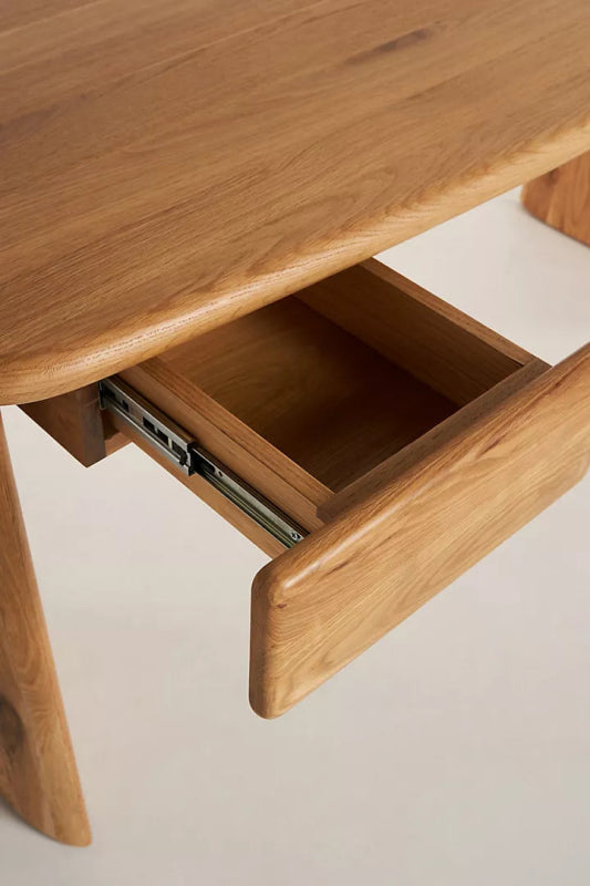 Handmade Solid Wood Office Desk with 2 Drawers - Natural Finish for Home Office, Study & Workspace - Ergonomic Design for Comfortable Working