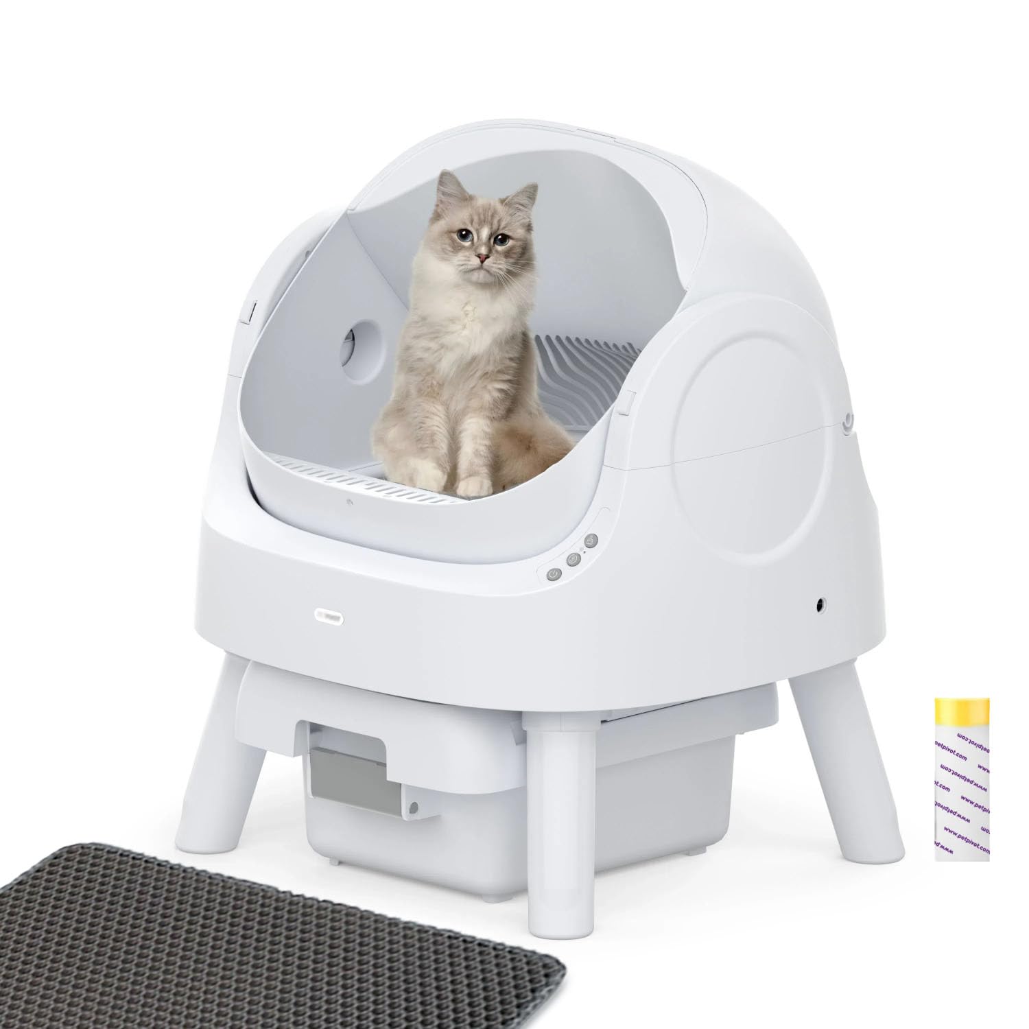 Self Cleaning Cat Litter Box - AutoScooper 11 Smart Automatic Litter Box with Open-Top Design, Includes Liners & Mat, White | Perfect for Multi-Cat Homes & Busy Pet Owners (PETPIVOT INC)