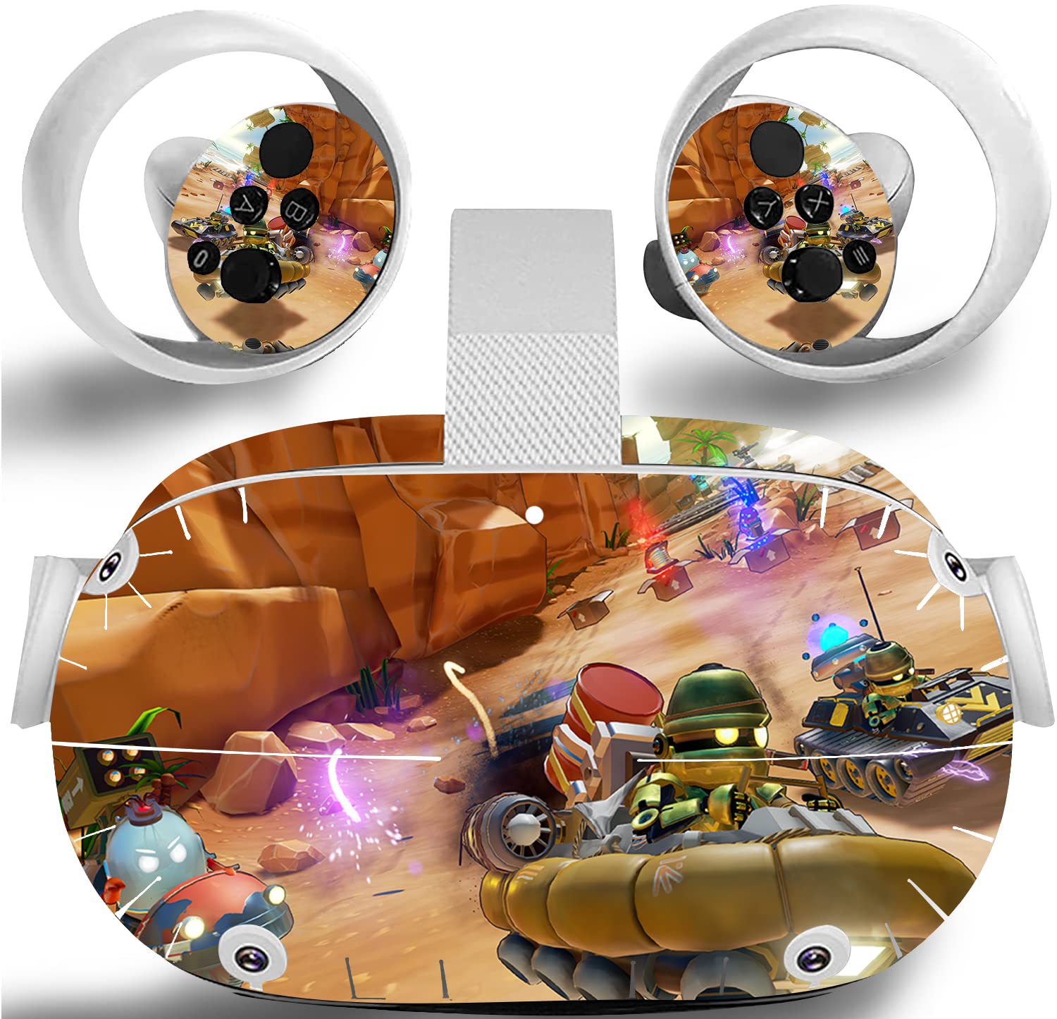Cute Robot Oculus Quest 2 VR Headset & Controller Vinyl Decal Skin - Protective Sticker for Virtual Reality Gaming Accessories - Perfect for Gaming, VR Parties & Tech Enthusiasts