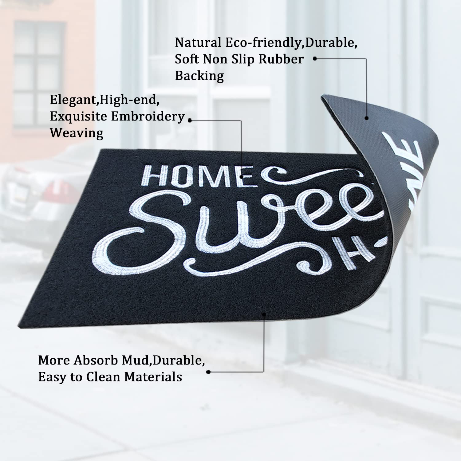 AAZZKANG Non-Slip Rubber Backed Durable Outdoor Doormat - Easy Clean Welcome Entrance Mat for High Traffic Areas - Perfect for Front Door, Indoor Entryway, Porch & Mudroom Use