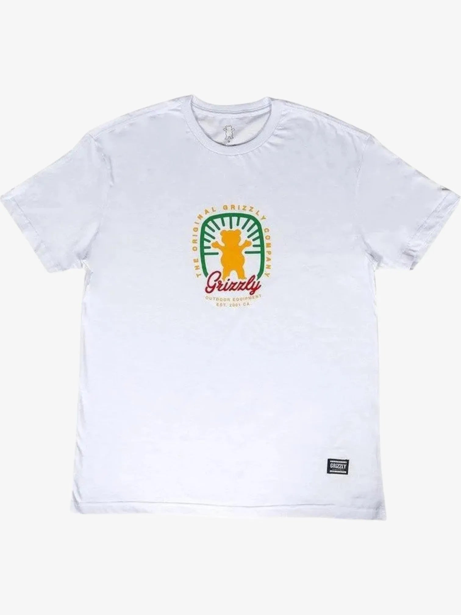 Grizzly Locally Grown White T-Shirt for Men - Soft Cotton Crew Neck Tee for Casual Wear, Gym & Outdoor Activities