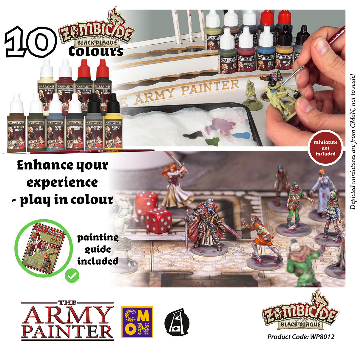 Zombicide Black Plague Miniature Paint Set - Premium Acrylic Paints for Board Game Miniatures - Perfect for Zombie Apocalypse Gaming & Tabletop RPG Scenes