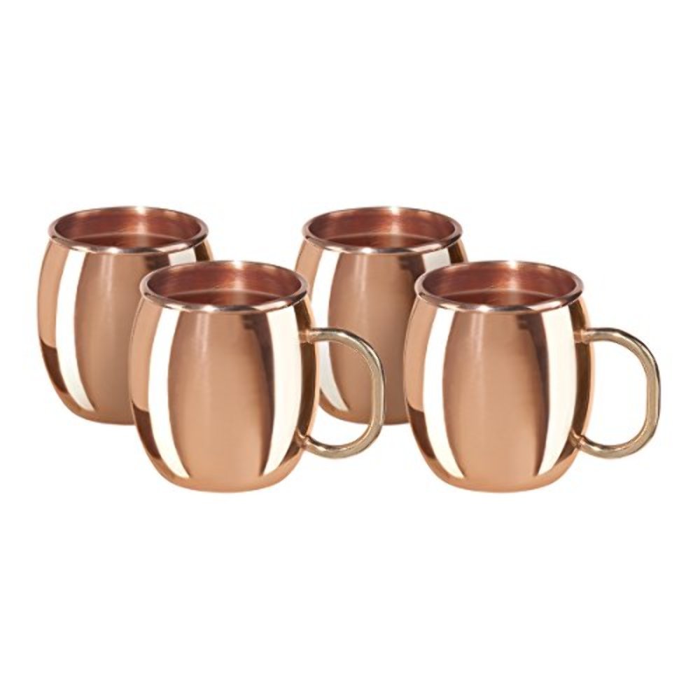 Oggi Copper Moscow Mule Shot Mugs - Set of 4 (12 oz) - Premium Copper Cocktail Cups for Whiskey, Vodka & Tequila - Perfect for Parties, Weddings & Home Bars