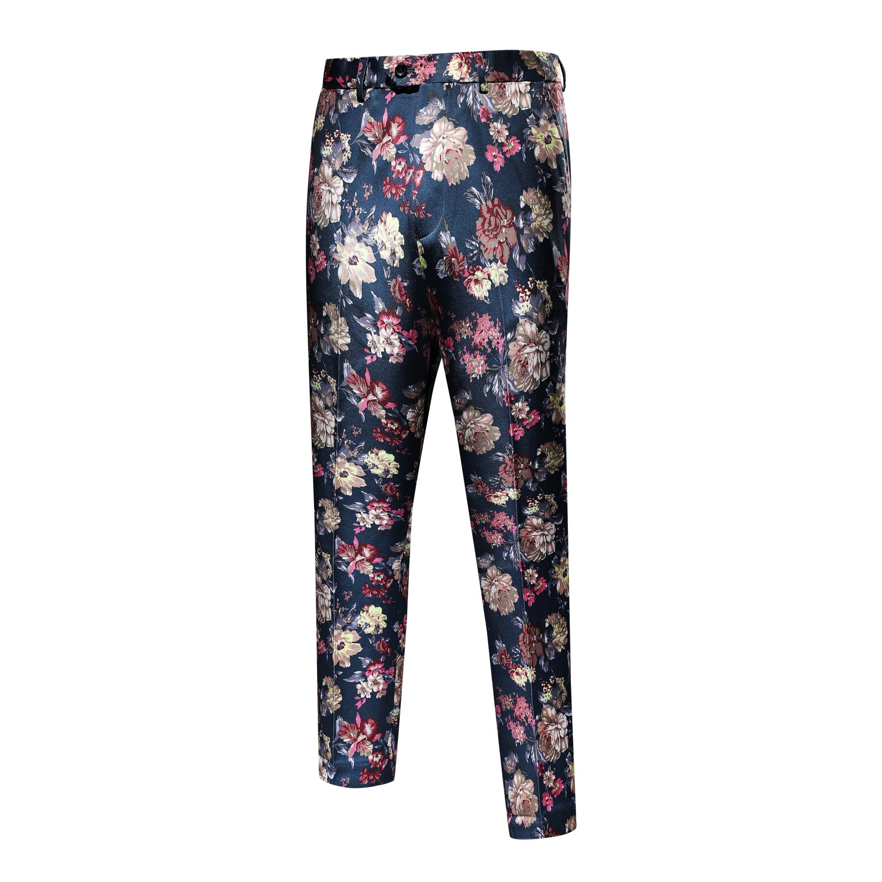 Slim Fit Floral Print Pants for Women - Navy Blue Casual Trousers for Office, Travel & Everyday Wear