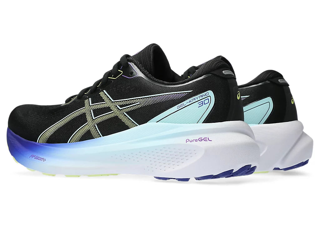 ASICS Women's GEL-KAYANO 30 Running Shoes - Wide Width, Black/Glow Yellow - Premium Stability & Cushioning for Long-Distance Running, Jogging & Gym Workouts