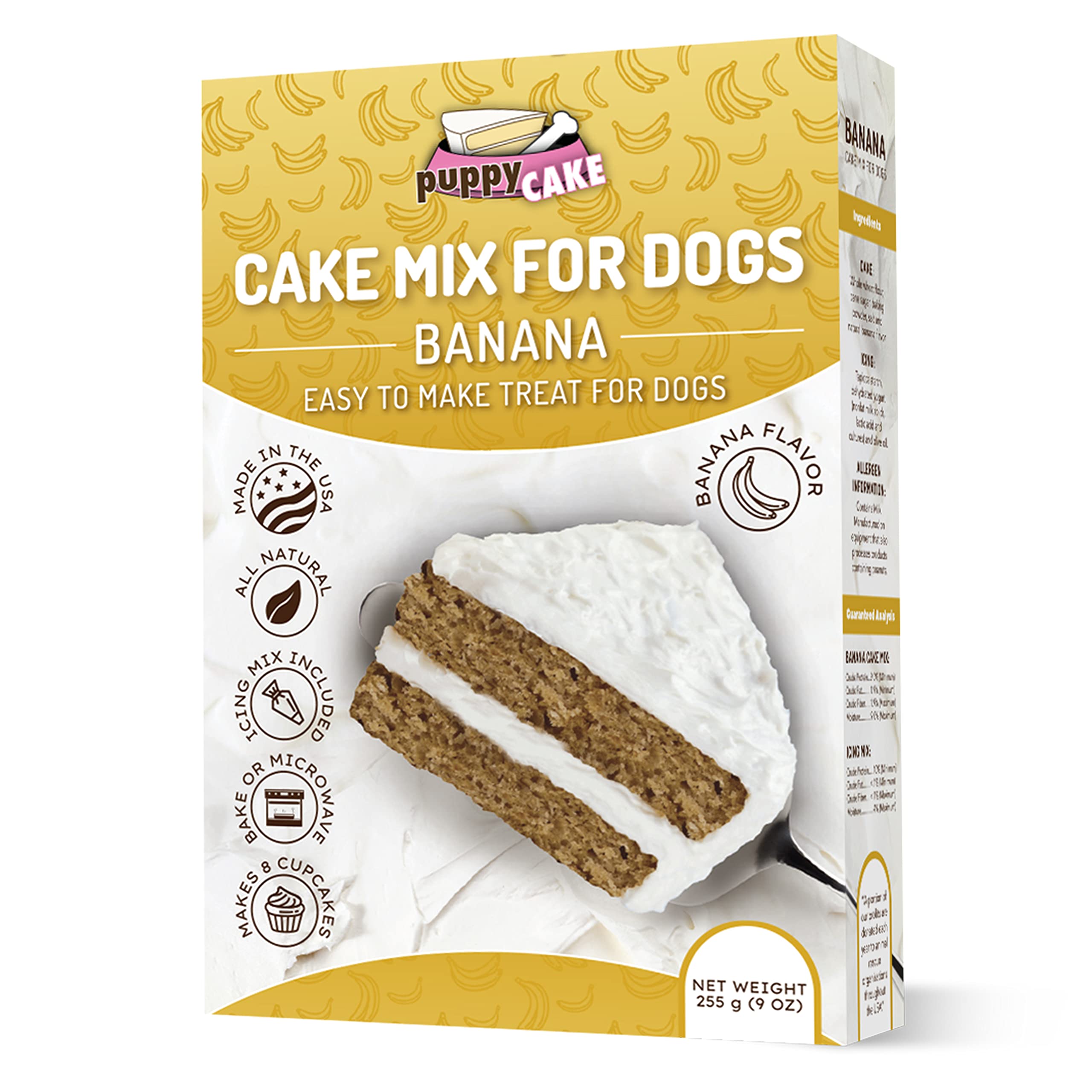Organic Banana Cake Mix & Frosting for Puppies - Healthy Dog Treats for Birthdays, Training & Special Occasions