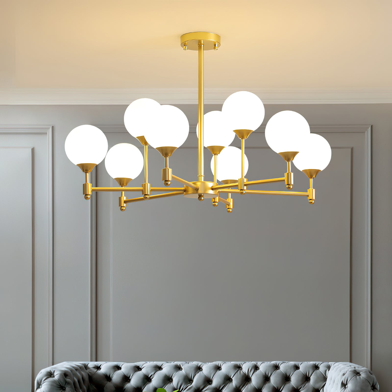 Alessio Globe Chandelier - Modern Crystal Glass Ceiling Light Fixture for Dining Room, Living Room & Bedroom | Elegant Lighting Decor for Home & Office