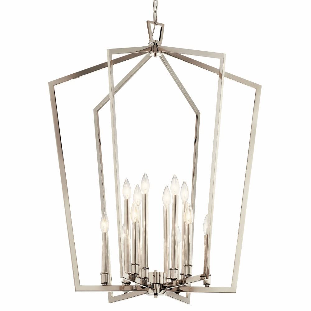 12-Light Farmhouse Caged Foyer Chandelier - Black Metal Rustic Ceiling Light Fixture for Entryway, Dining Room & Kitchen Decor