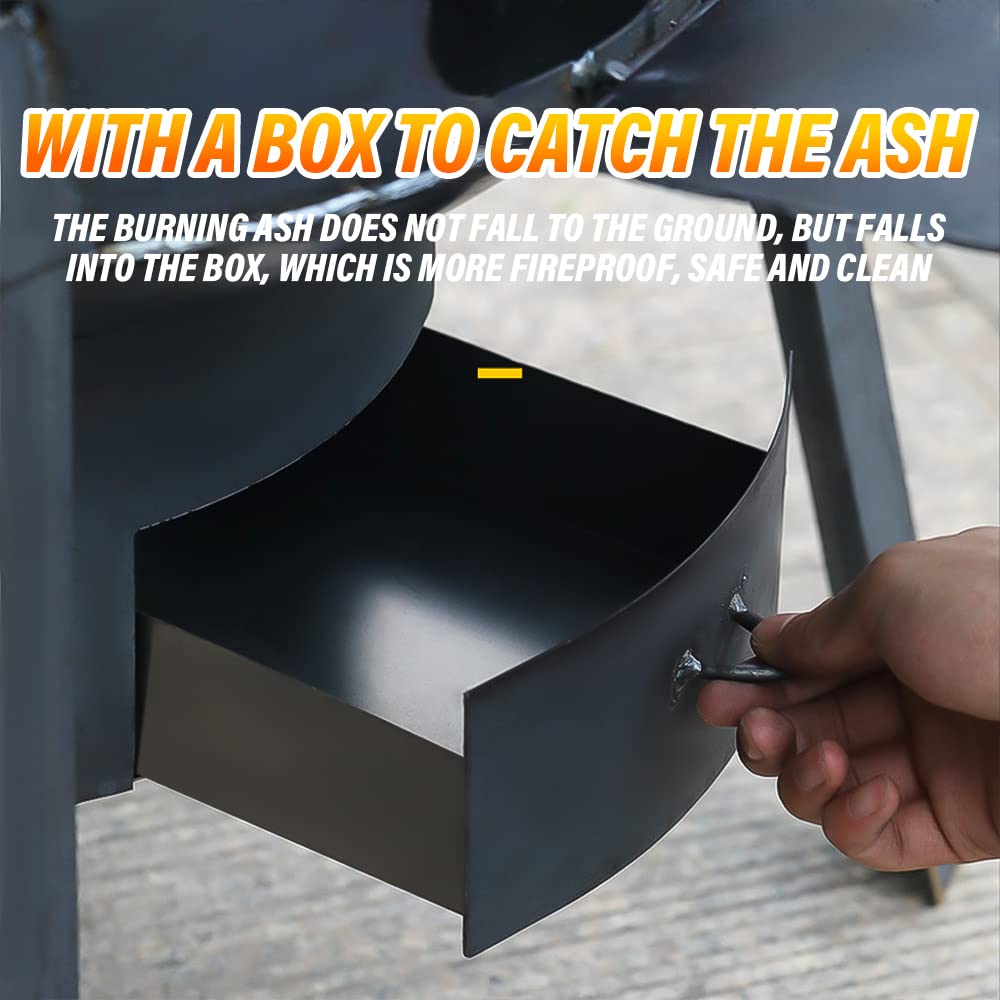 Portable Iron Wood Stove for Camping - Multifunctional Removable Firewood Cooking Stove with 3 Oven Rings (43cm) - Perfect for Outdoor Cooking, Tent Heating, Fishing Trips & Backpacking Adventures