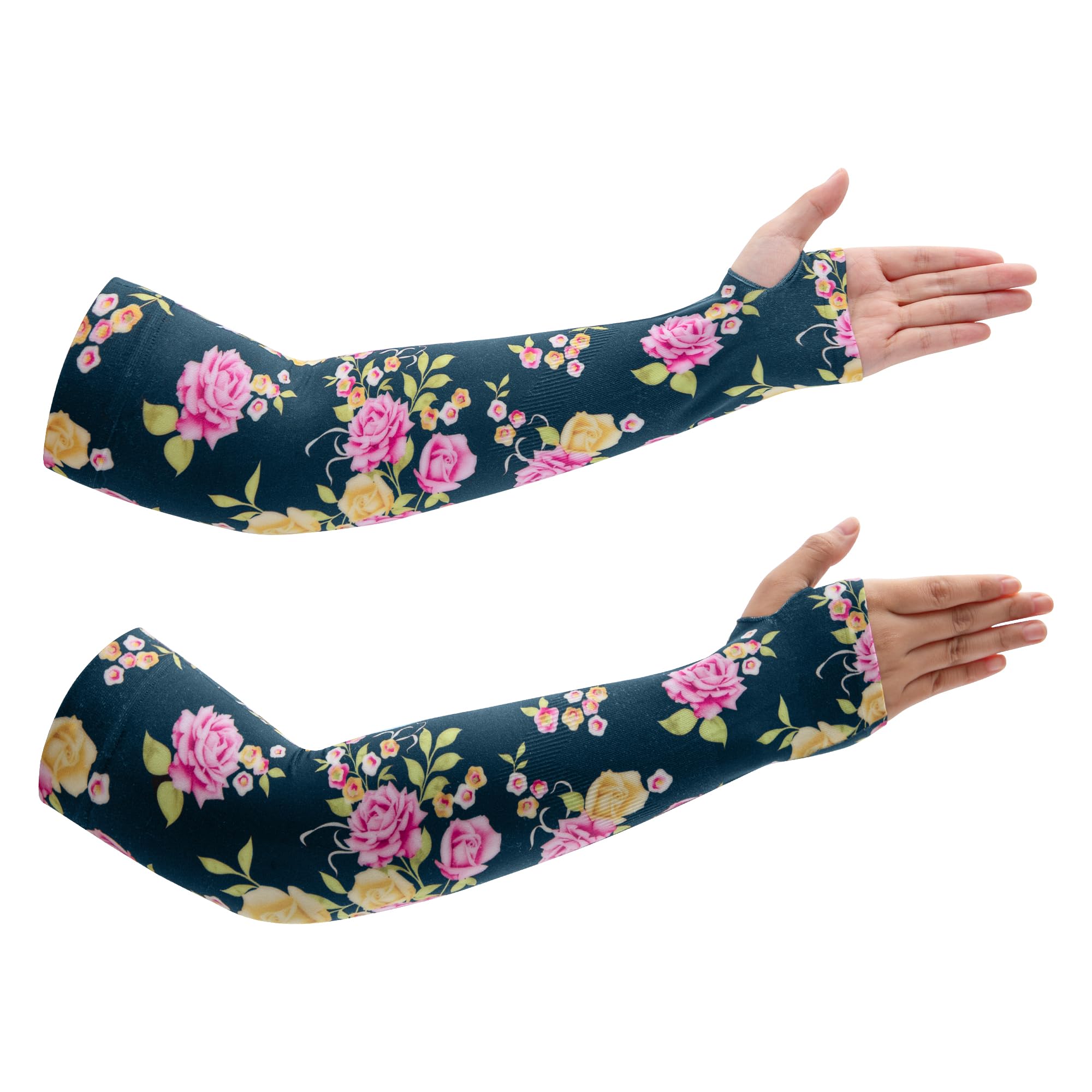 Women's Gardening Arm Sleeves with Thumb Hole - UV Protection Cooling Sun Sleeves for Outdoor Work, Hiking & Yard Activities
