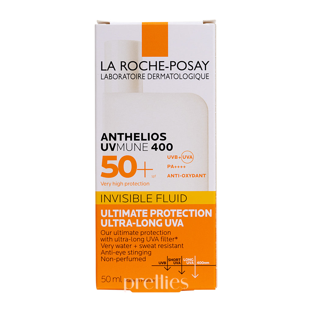 La Roche-Posay Anthelios UVMUNE 400 Invisible Fluid SPF 50+ Sunscreen 50ml - Oil-Free, Fragrance-Free, Broad Spectrum UVA/UVB Protection for Face & Body - Perfect for Daily Use, Outdoor Activities & Travel