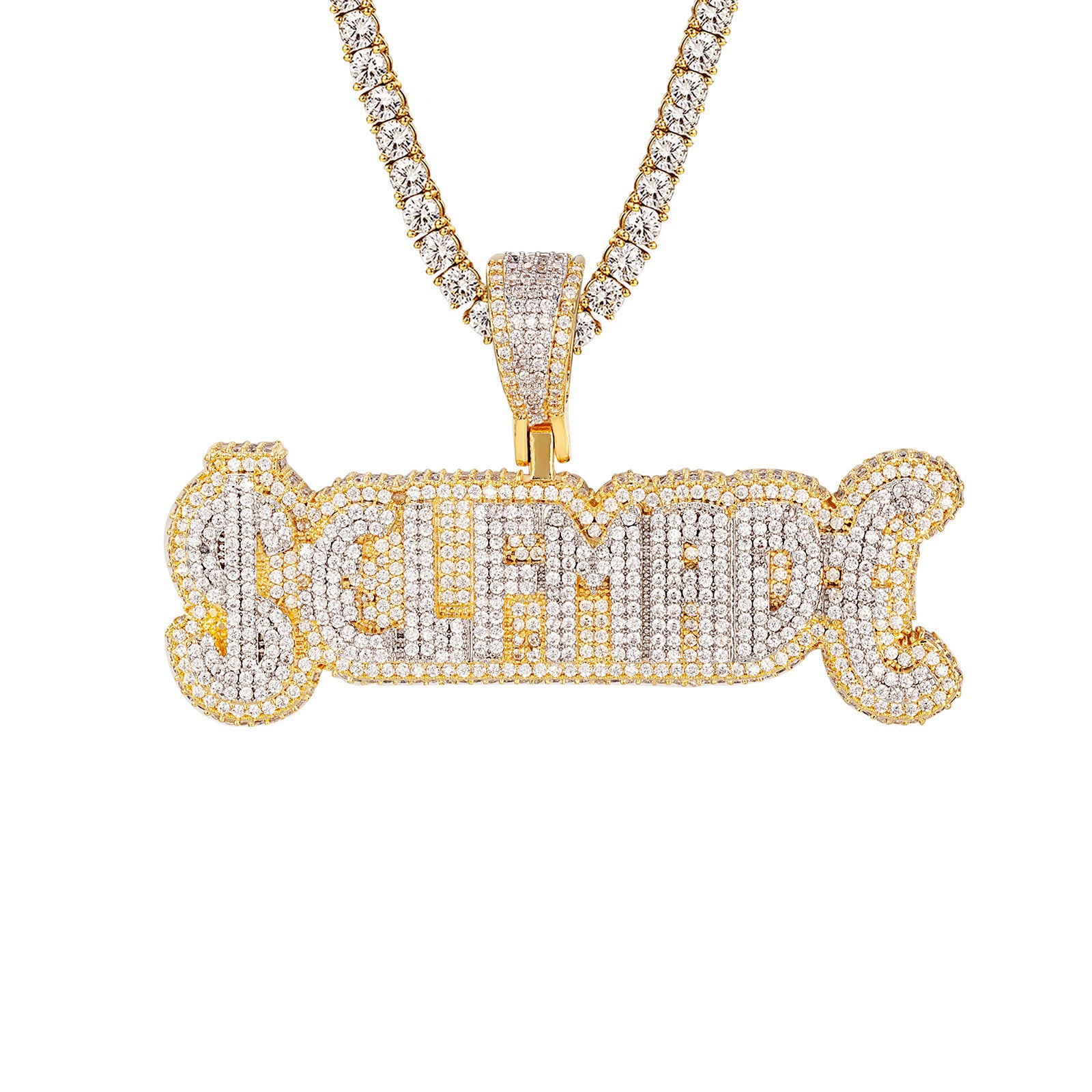 Men's Sterling Silver Double Layer Handmade Icy Yellow Tone Pendant Necklace - Perfect for Gifts, Everyday Wear & Special Occasions