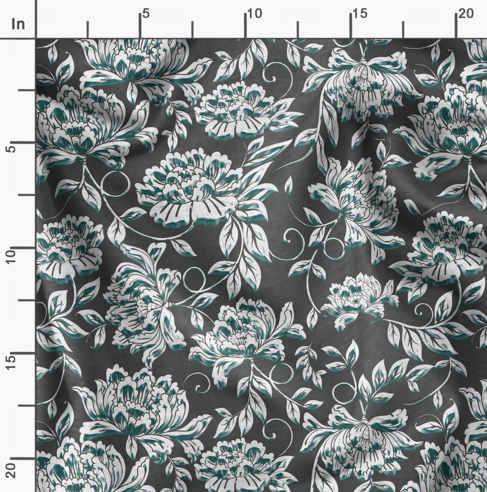 Soimoi Moss Georgette Gray Fabric by The Yard - 42 Inch Wide Printed Fabric with Artistic Leaf & Floral Design for Dresses, Curtains, DIY Crafts & Home Decor Projects