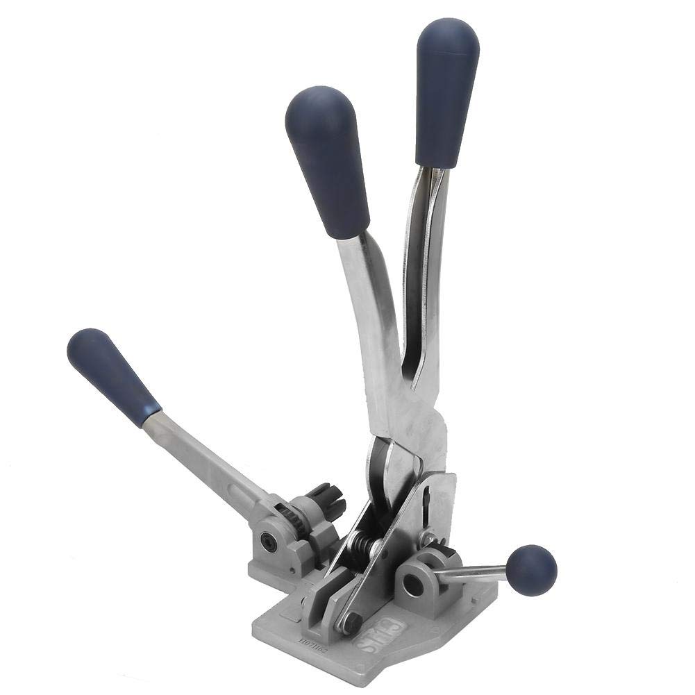 EVTSCAN 3-in-1 Manual Steel Strap Tensioner & Crimper Tool for Banding Straps - Heavy Duty Packing Machine for Shipping, Moving, and Warehouse Use