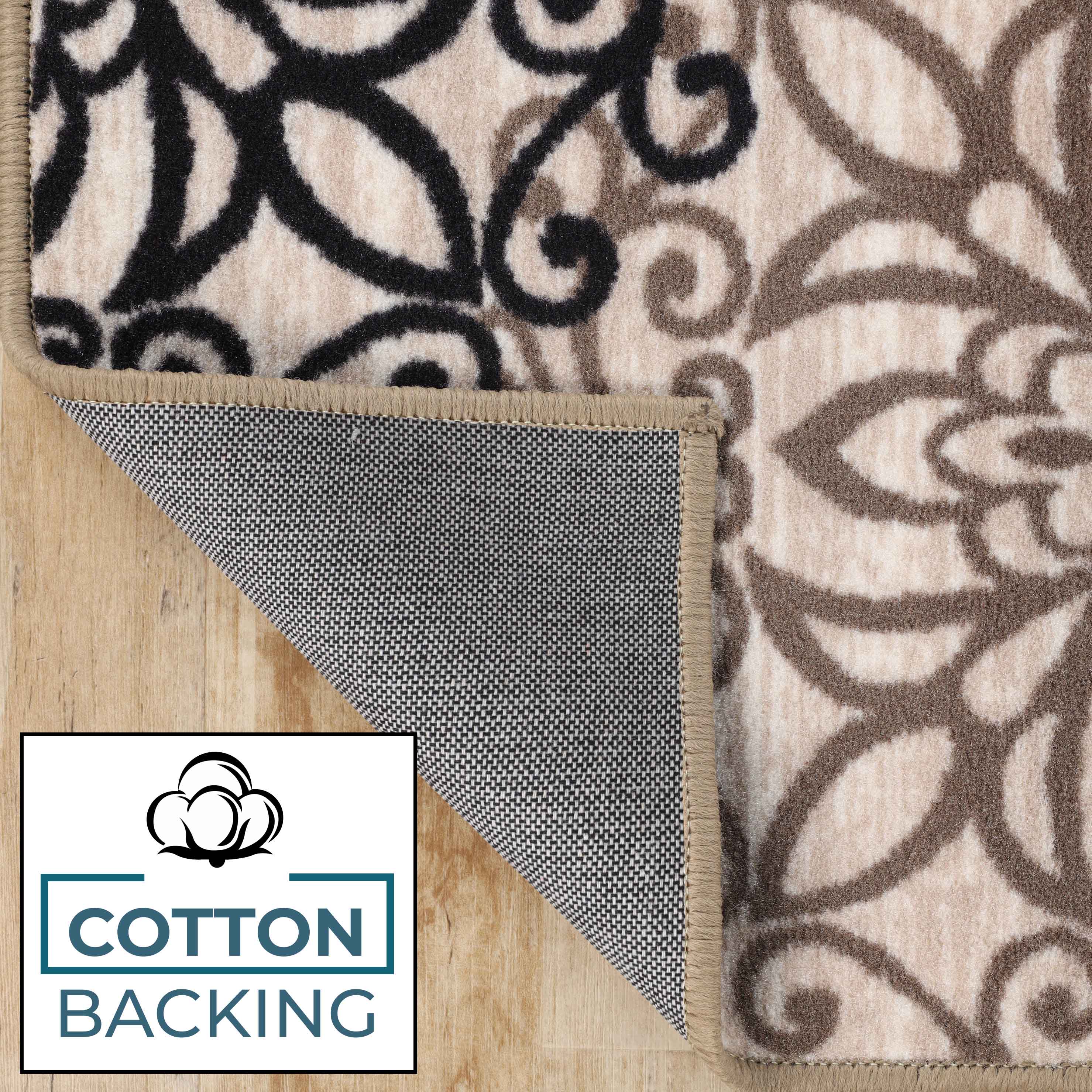 Non-Slip Modern Floral Medallion Indoor Area Rug & Runner - Soft Anti-Skid Living Room Carpet for Bedroom, Hallway, Entryway - Home Decor Floor Mat