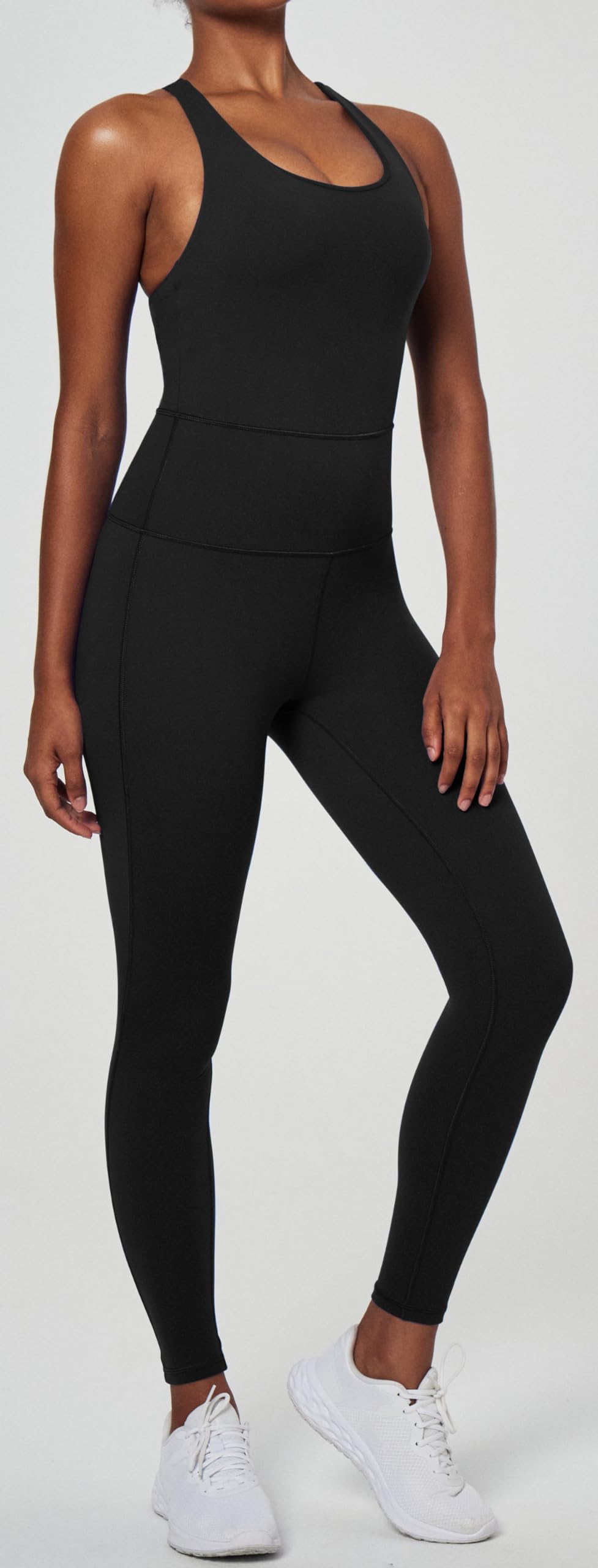 Ewedoos Women's Workout Jumpsuit - Tummy Control One Piece Bodysuit with Adjustable Straps for Yoga, Pilates & Gym | Comfortable Fitness Outfit for Women's Activewear