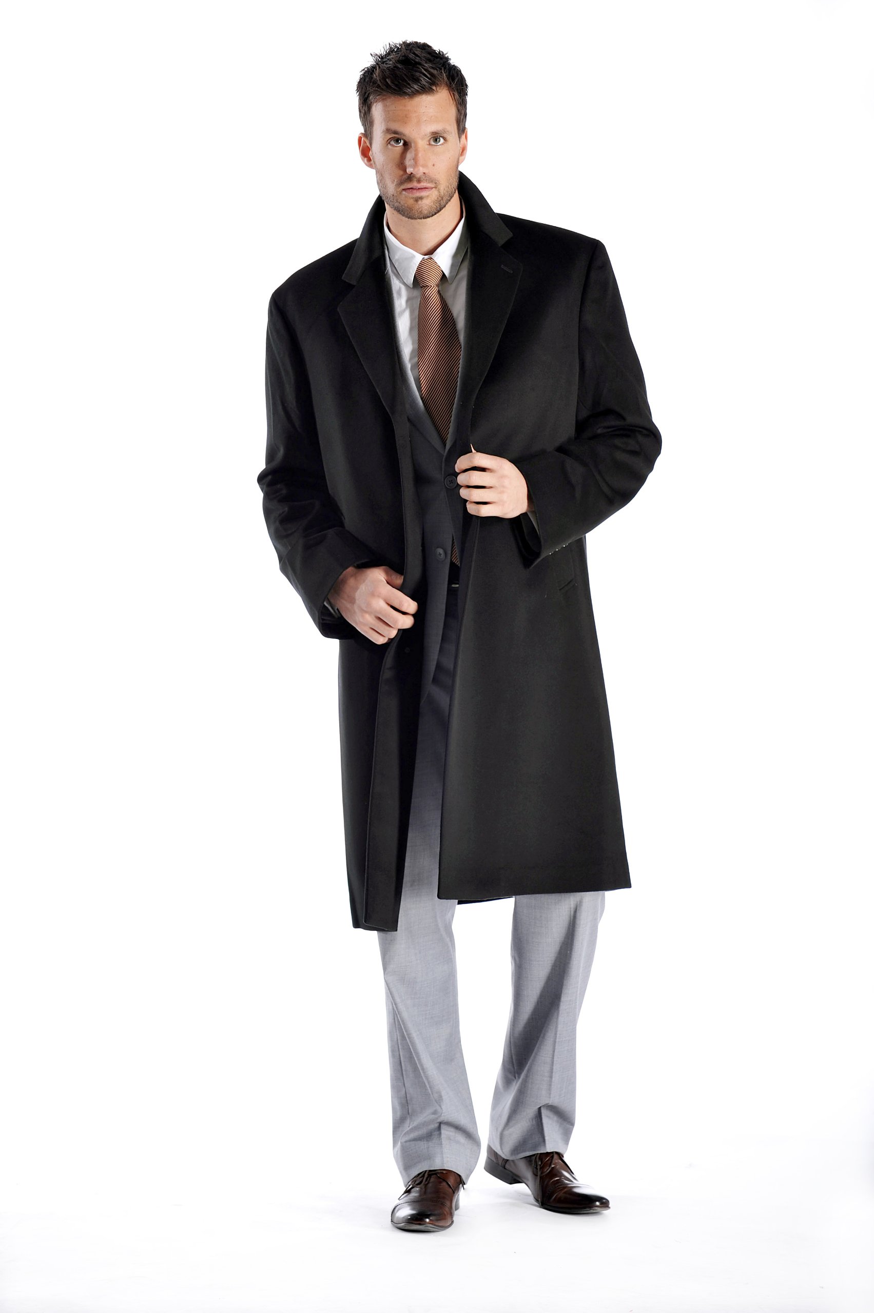 100% Pure Cashmere Men's Knee-Length Overcoat - Lightweight Soft Warm Winter Top Coat for Business & Formal Occasions | Office Work Wedding Travel Outerwear