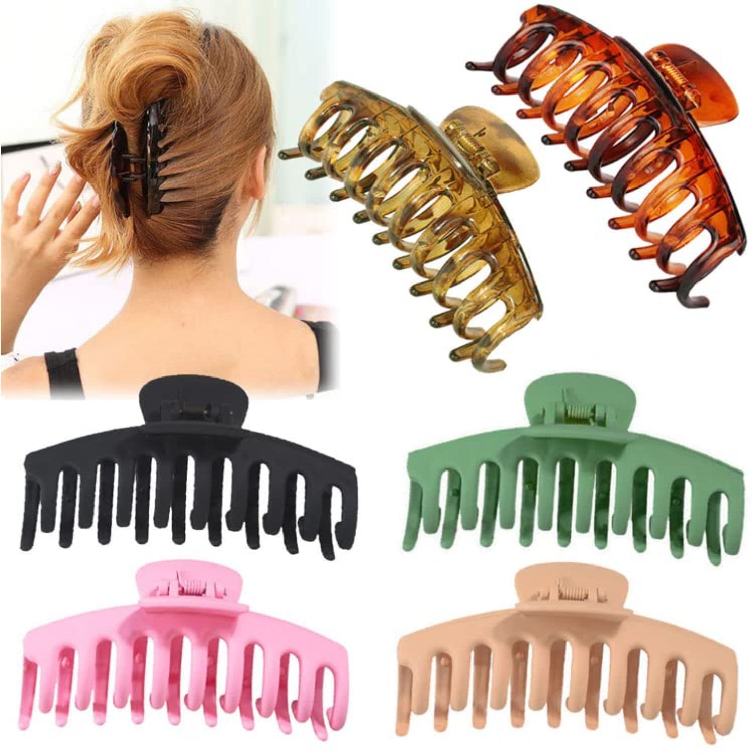 Large Hair Claw Clips for Women - 4PCs Long Hair Accessories for Styling