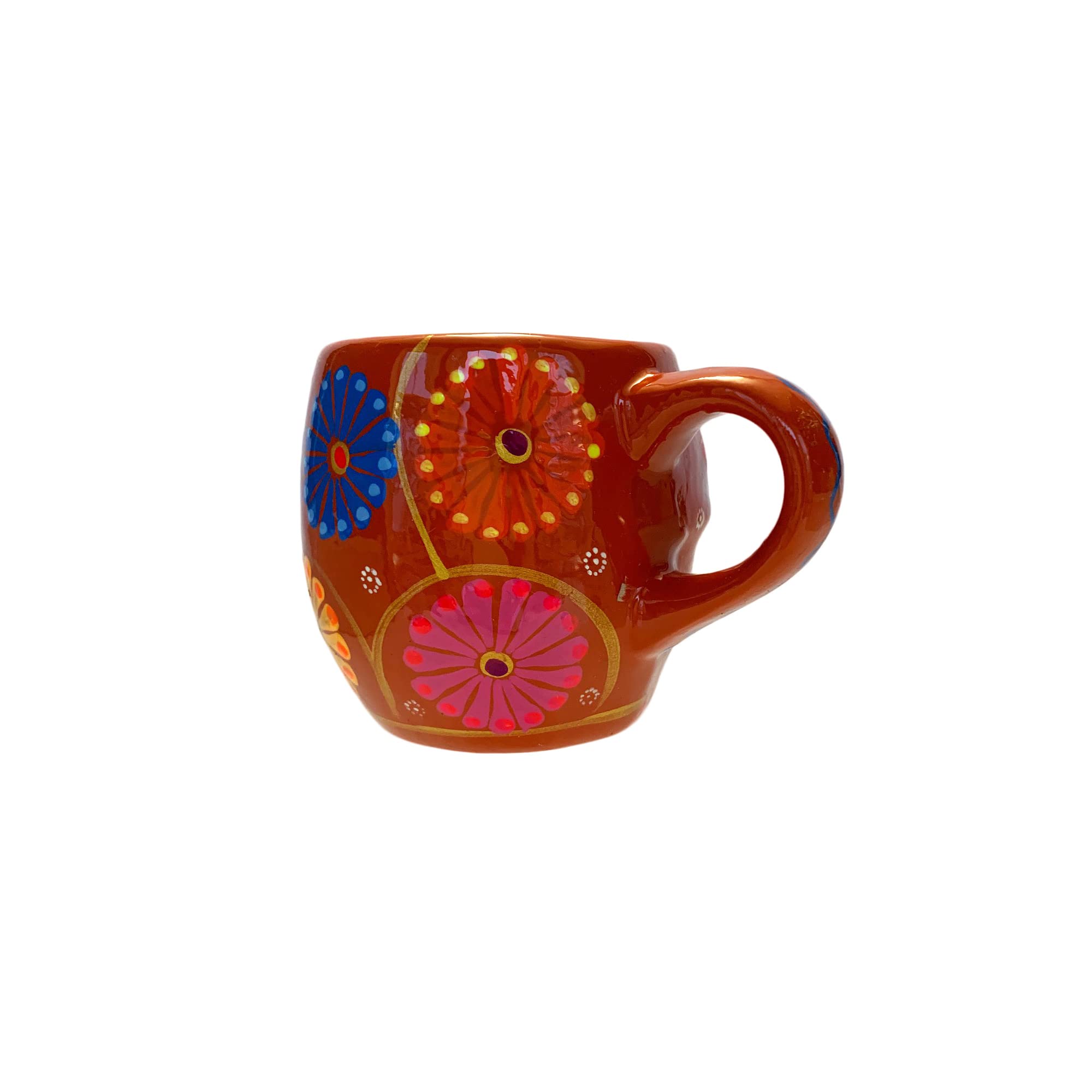 Hand-Painted Dia de los Muertos Coffee Mug | 10oz Mexican Sugar Skull Ceramic Cup | Calavera Design for Day of the Dead Celebration | Perfect for Hot Drinks, Home Decor & Gift Giving (Orange)