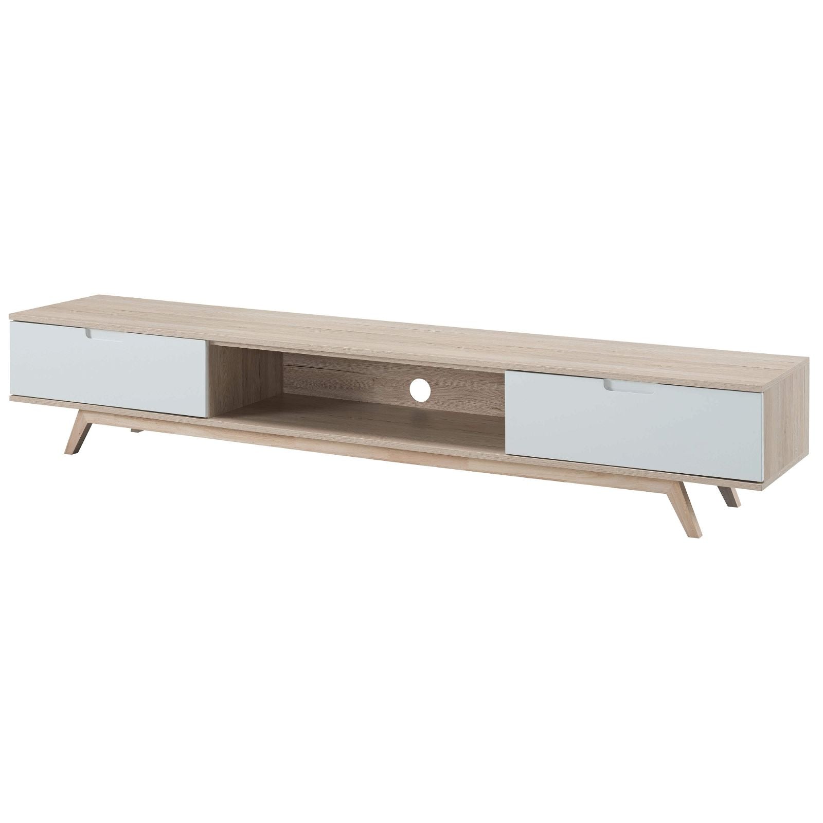 NOVA LL Entertainment Unit - Solid Oak TV Stand with Storage Shelves by Tauris - Perfect for Living Room, Home Theater & Media Organization