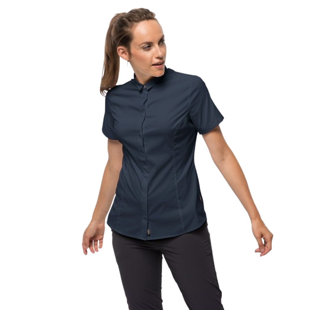 Jack Wolfskin Pack & Go Short Sleeve Women's Shirt - Lightweight Quick-Dry Travel & Hiking Top for Outdoor Adventures