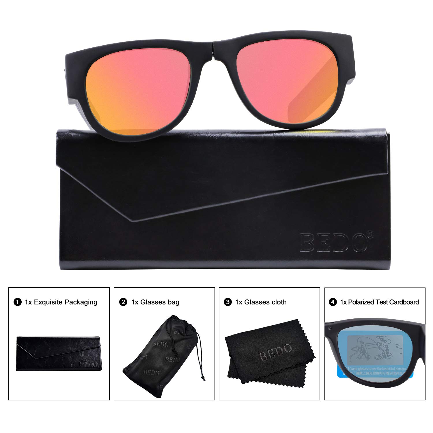 BEDO Flexible Polarized Wrist Sunglasses for Women & Men - UV400 Protection, Lightweight Foldable Design - Perfect for Running, Driving, Hiking & Outdoor Activities