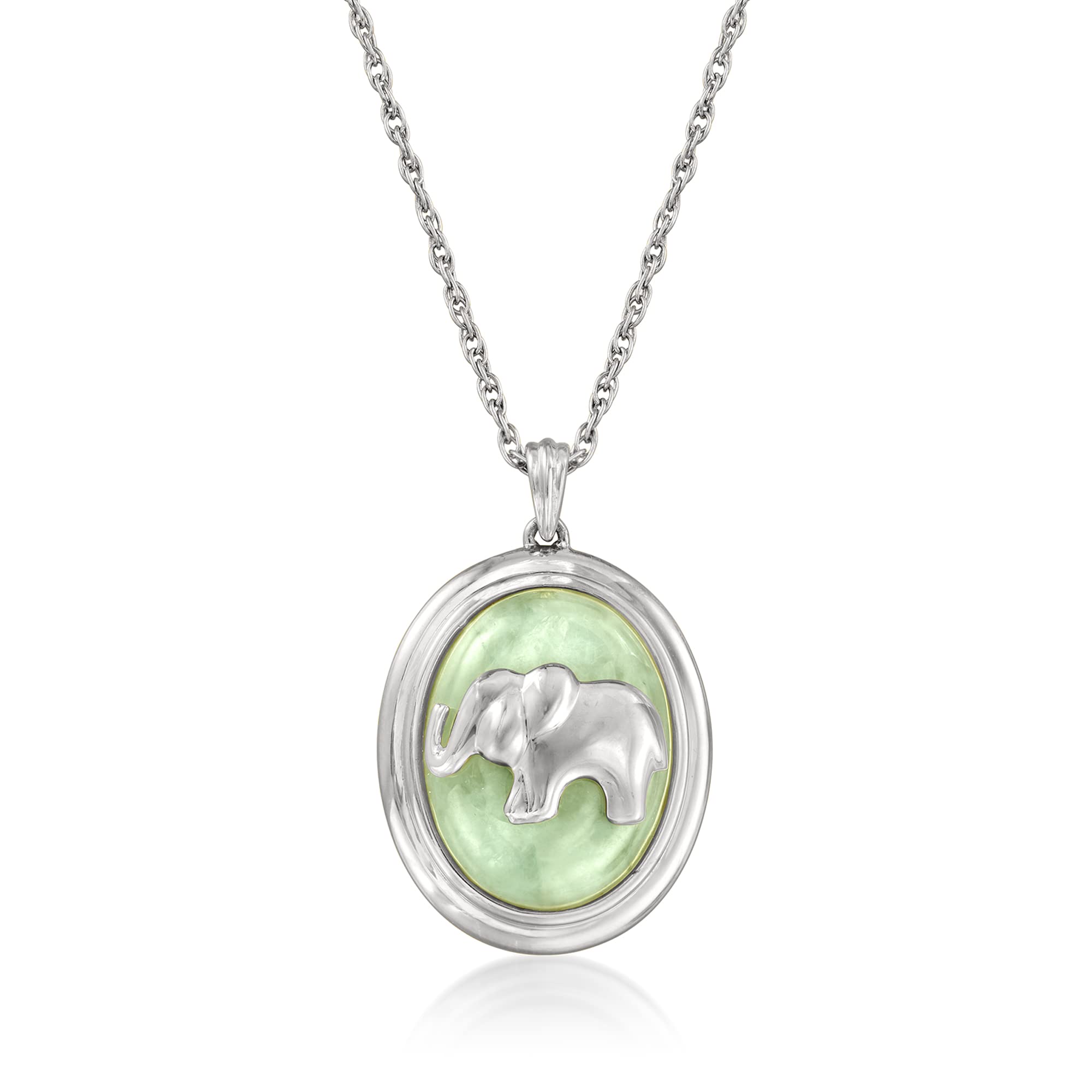 Ross-Simons Sterling Silver Jade Elephant Pendant Necklace - 18 Inch Elegant Jewelry for Women, Perfect Gift for Birthday & Anniversary | Wear to Parties, Weddings & Special Occasions