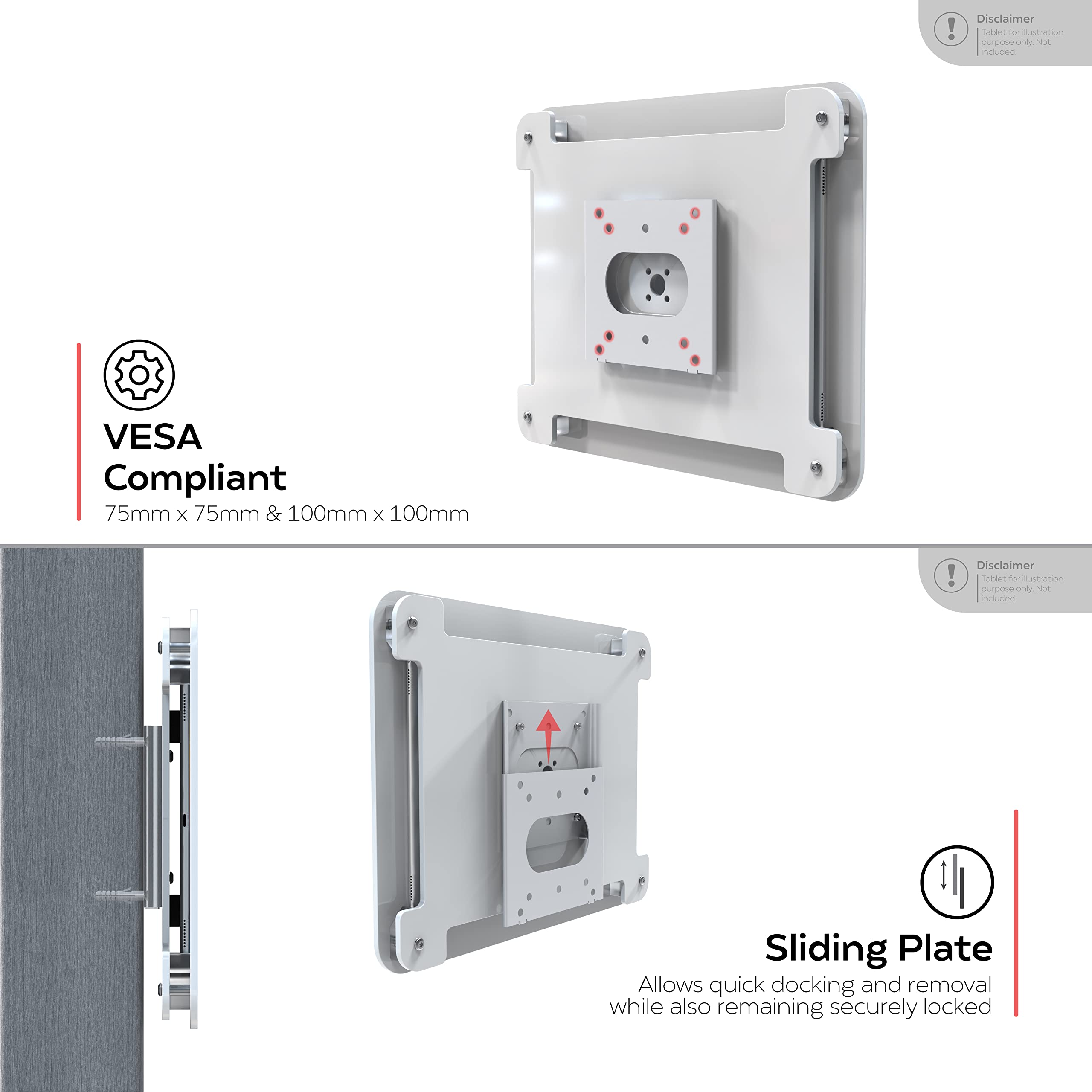 Secure Acrylic iPad Wall Mount Bracket - Anti-Theft Enclosure for iPad 10.2