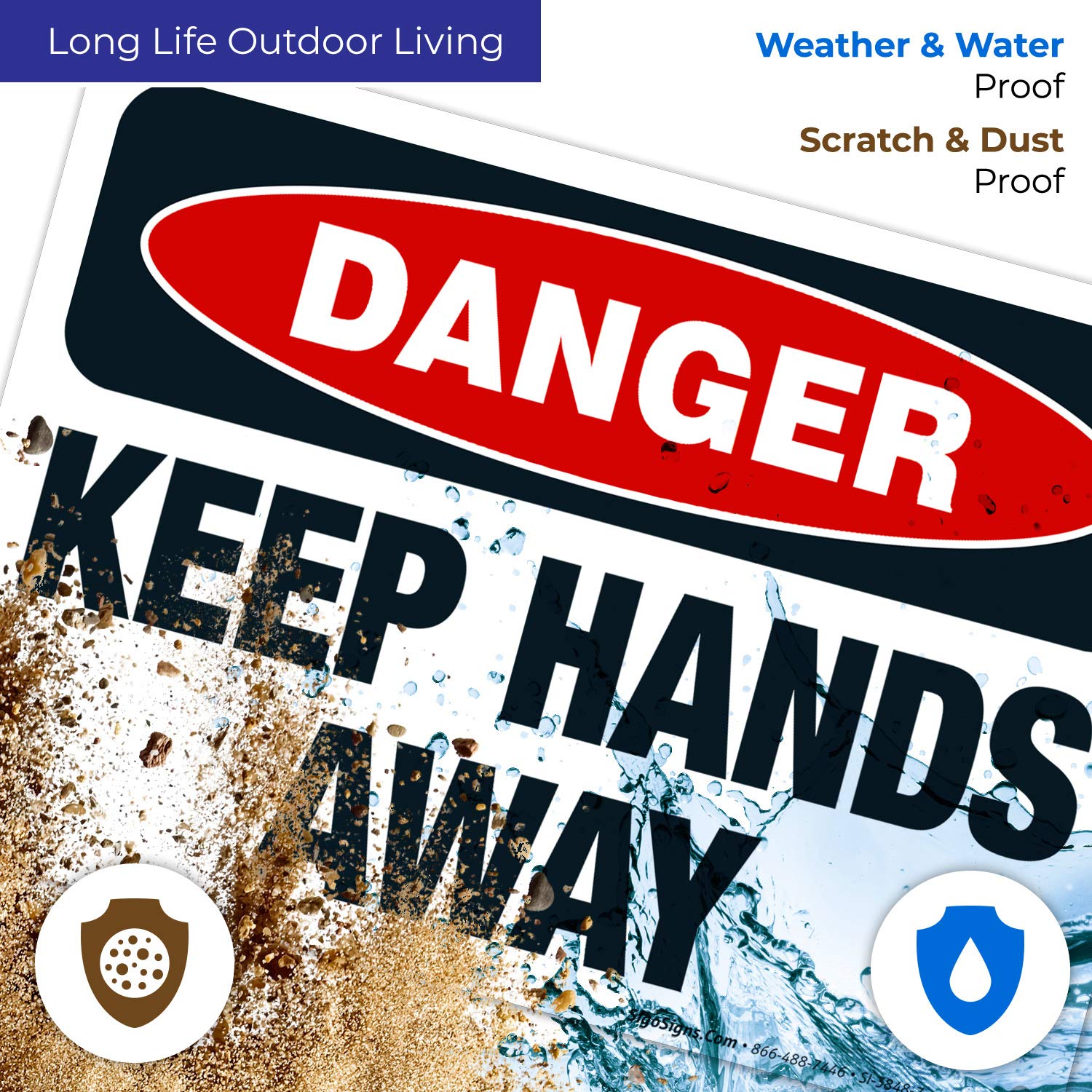 Danger Keep Hands Away Sign - OSHA Compliant 10x7 Inches Rust-Free .040 Aluminum Safety Sign - Fade Resistant for Indoor & Outdoor Use - Made in USA - Perfect for Construction Sites, Warehouses & Hazardous Areas
