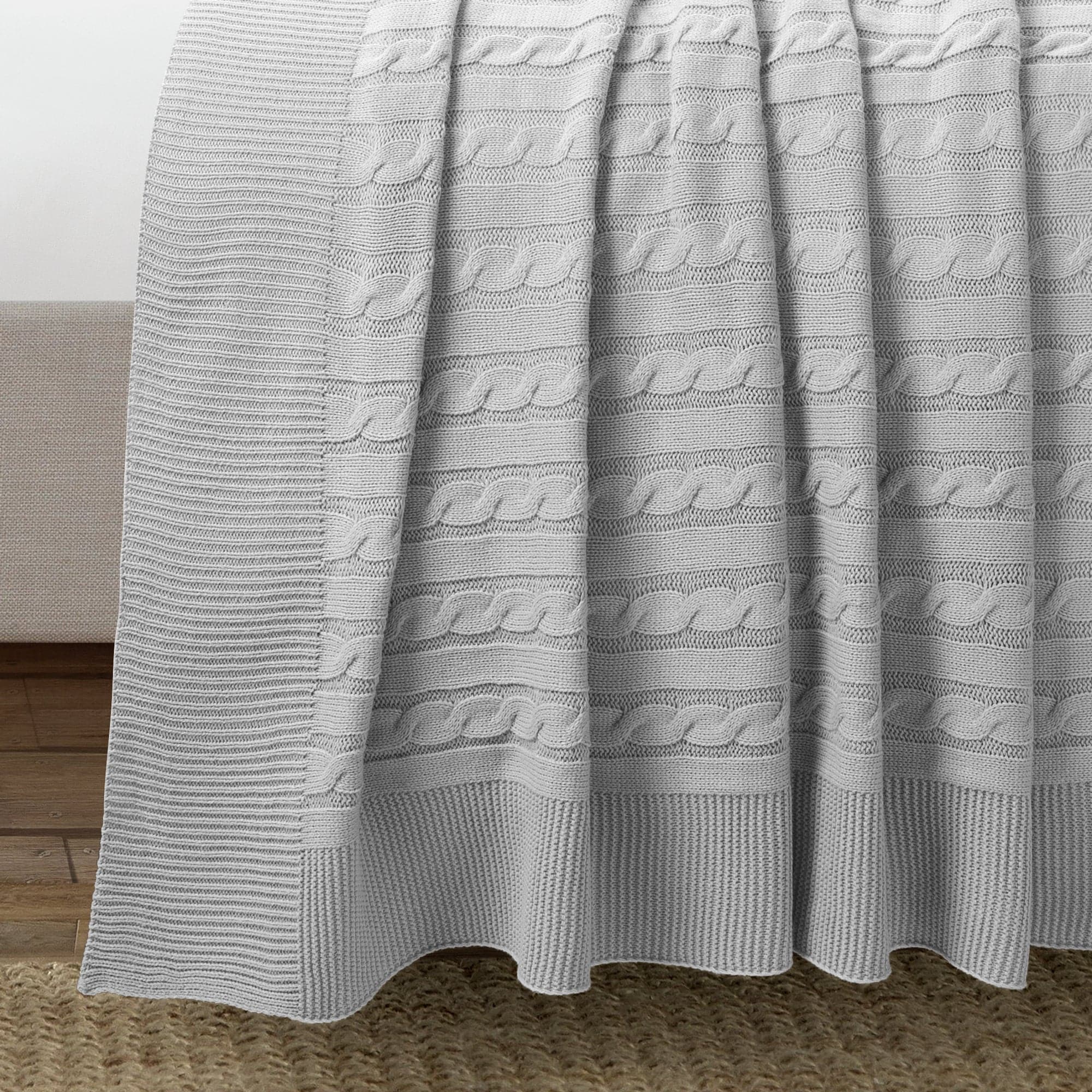 Soft Knitted Cable Blanket - Cozy & Warm Throw Coverlet for Bed, Sofa & Couch - Perfect for Winter Nights, Movie Time & Home Decor
