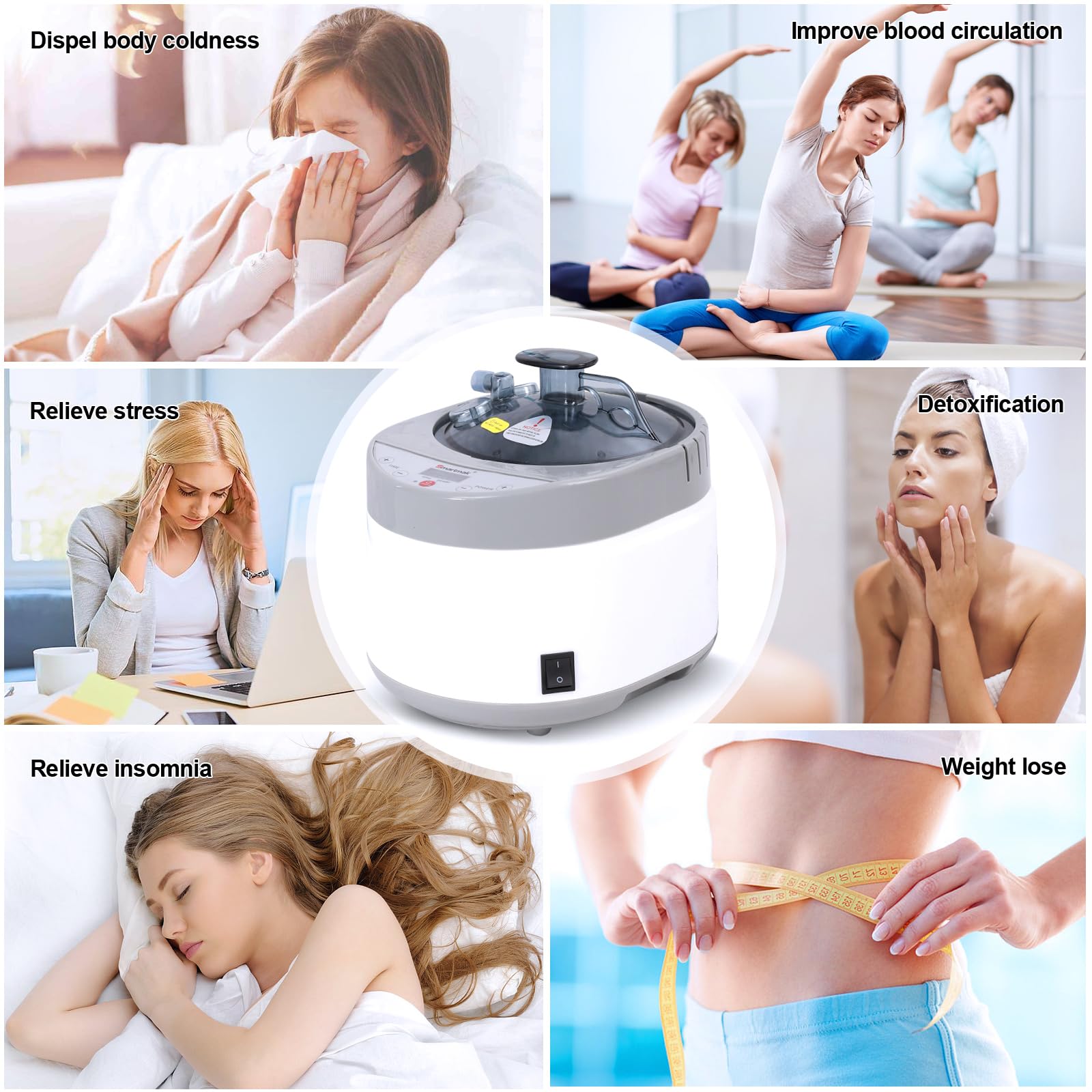 Smartmak 4L Portable Sauna Steamer - 1500W Upgraded Steam Pot Generator with Remote Control & 99-Min Timer - Herbal Detox Box for Home Spa & Body Detoxification - 110V US Plug - Perfect for Relaxation, Weight Loss & Skin Care