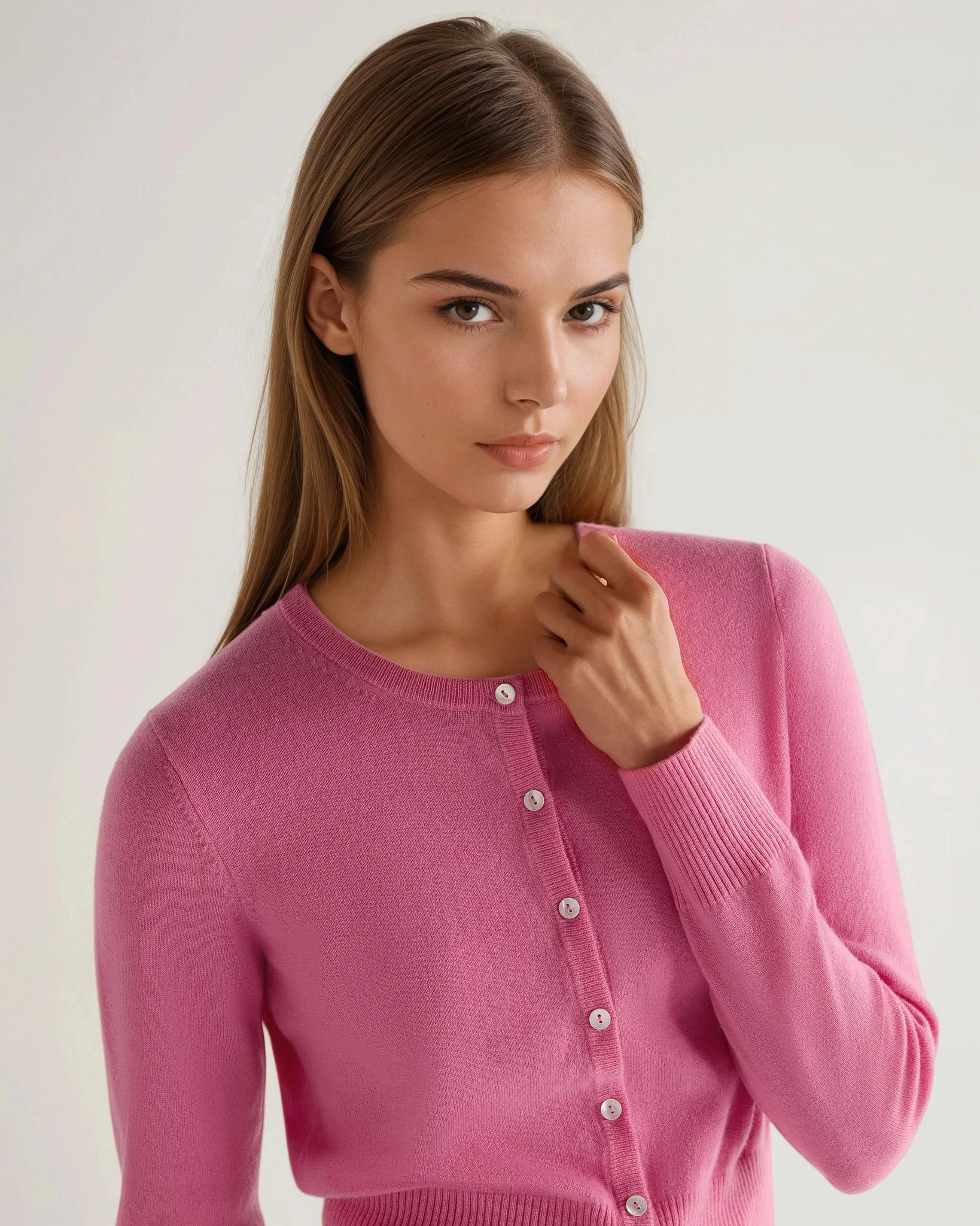 Women's Ivy Cropped Cashmere Cardigan Sweater - Soft Camellia Pink Knitwear for Fall & Winter - Perfect for Office, Date Night and Casual Outfits
