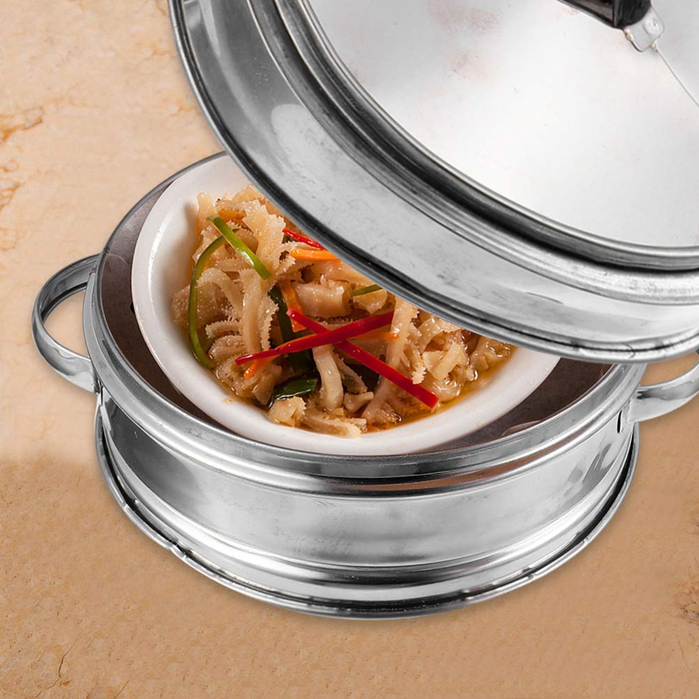 DOITOOL Stainless Steel Stackable Steamer Pot Set - 3-Piece Metal Food Steamer for Vegetables, Seafood & Desserts - Bamboo Lid Kitchen Utensil for Healthy Cooking | Stovetop & Induction Compatible | Perfect for Dim Sum, Tamales & Meal Prep