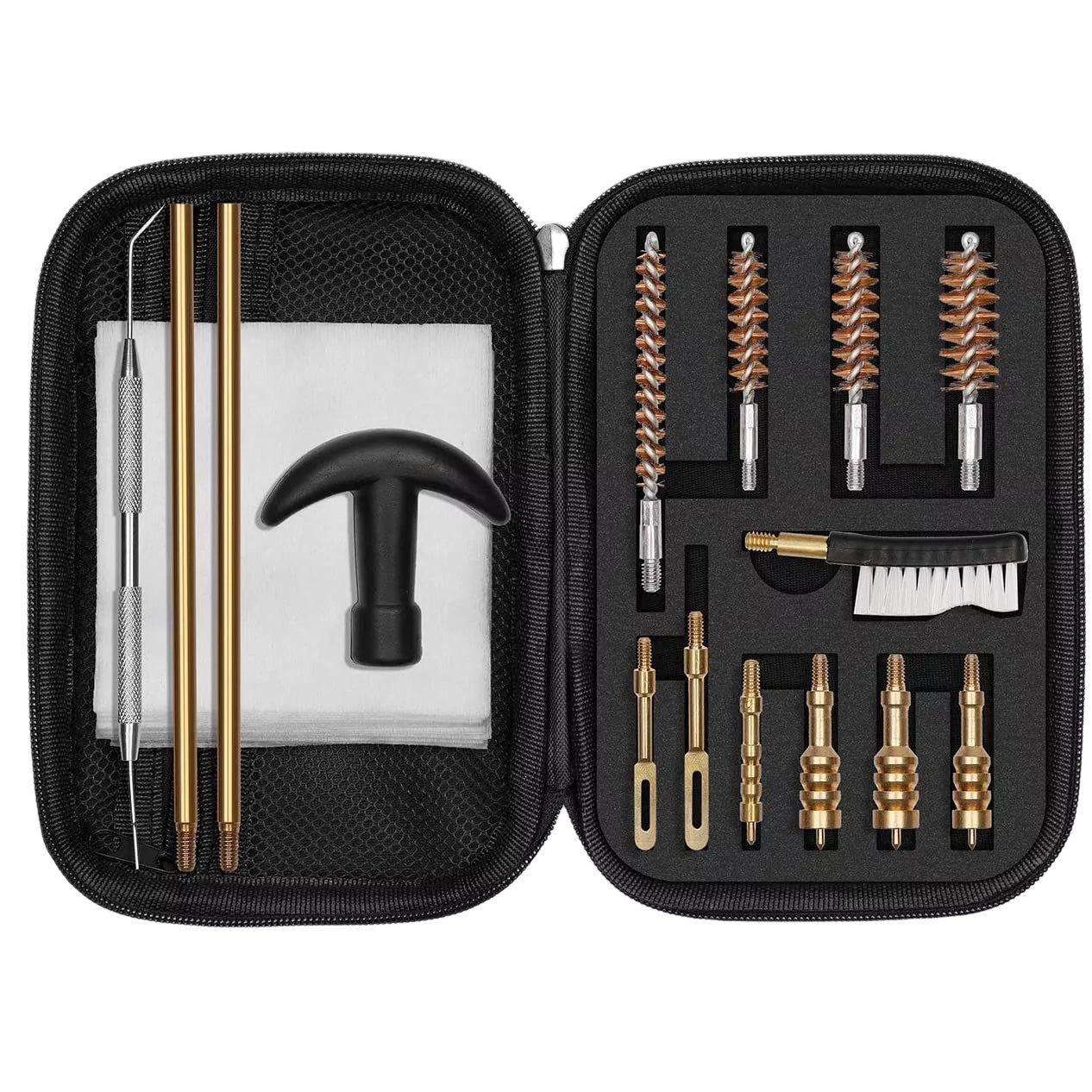 Premium Gun Cleaning Kit for .40 .45 .22 .38 & 9mm Caliber - Bore Brush, Brass Jags & Adapter for Rifle & Pistol Maintenance - Compact Travel Case Included - Perfect for Range, Hunting & Home Firearm Care