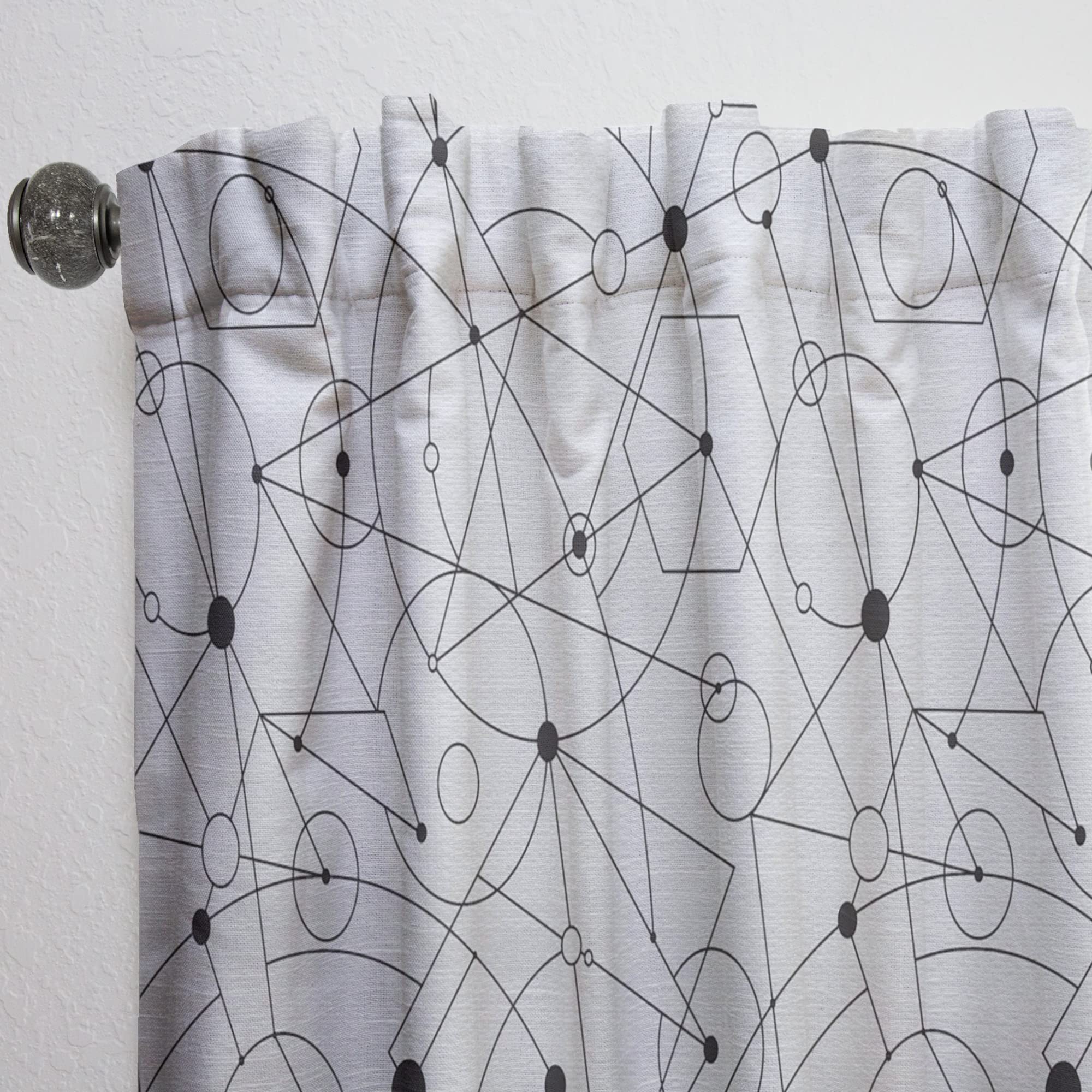 DesignQ Retro Geometric Grid III Thermal Insulated Curtains - Single Panel 52x95 Inches - Blackout Drapes for Bedroom & Living Room - Perfect for Home Decor and Light Control