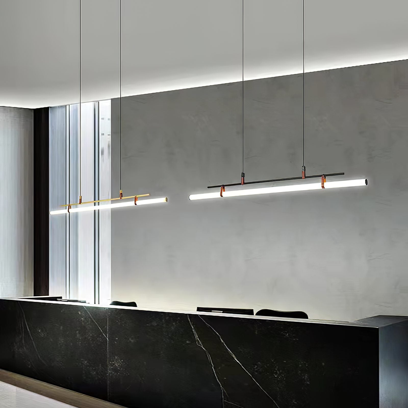 Modern Eden Linear Pendant Light - Sleek Minimalist Hanging Fixture for Kitchen Island, Dining Room & Bedroom Lighting - Adjustable LED Chandelier for Contemporary Home Decor