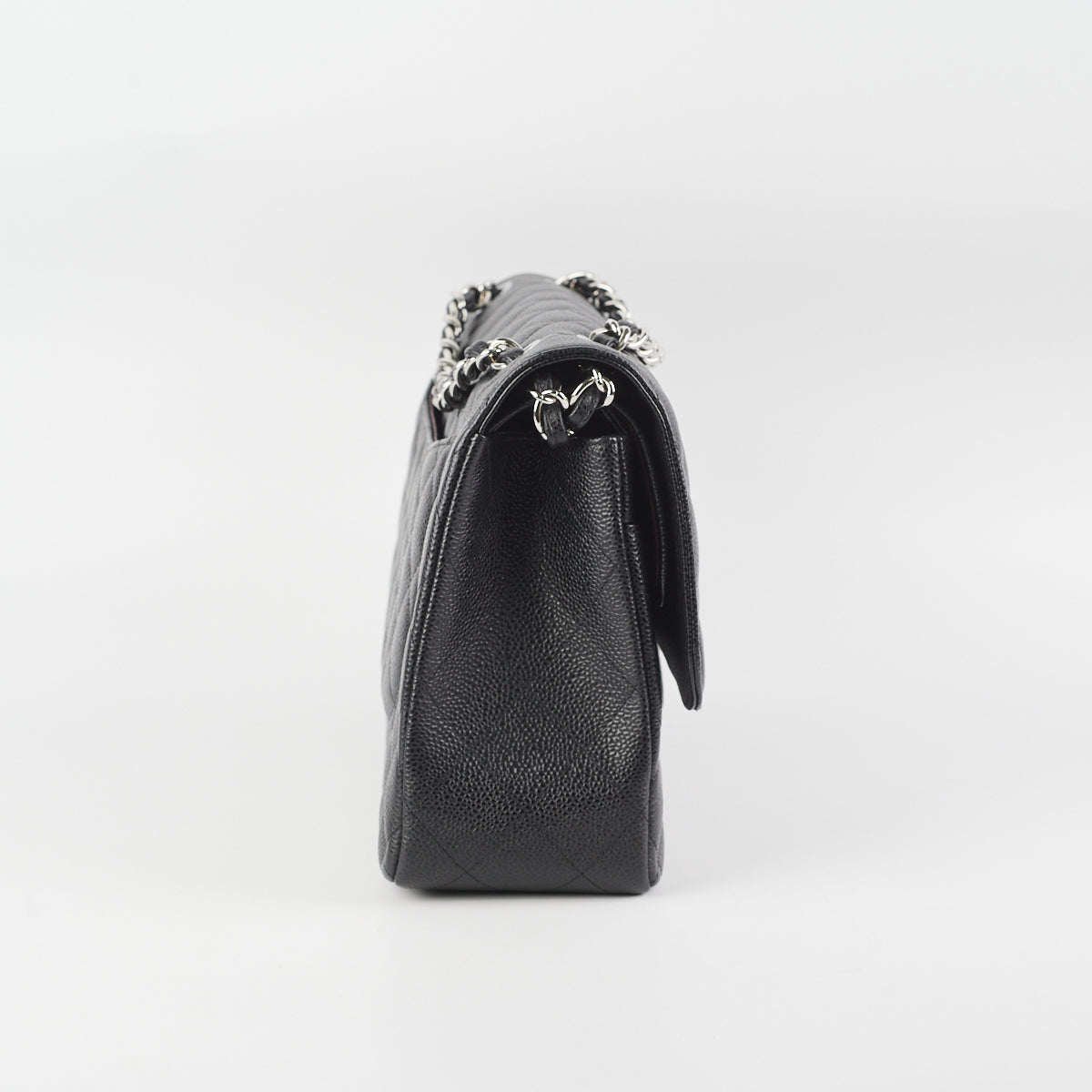Chanel Classic Flap Jumbo Bag in Black Caviar Leather with Silver Hardware - Luxury Designer Handbag for Women, Perfect for Evening Events & Special Occasions