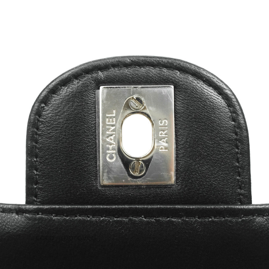 Chanel Chevron Mini Rectangular Flap Bag in Black Lambskin Leather with Silver Hardware - Perfect for Evening Events & Luxury Fashion Accessories