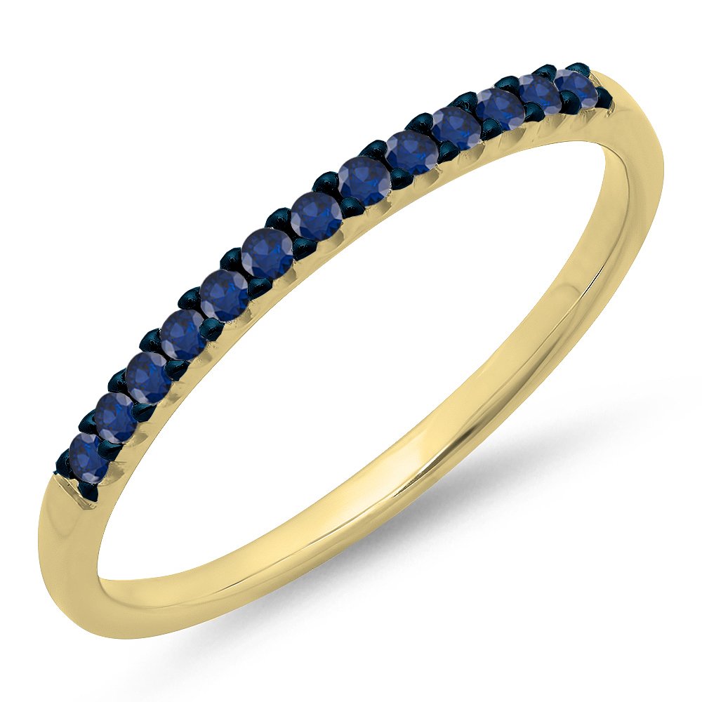 14K Yellow Gold Round Gemstone Stackable Wedding Band for Women - Anniversary, Engagement, Bridal Jewelry - Perfect for Stacking, Gift Giving & Special Occasions