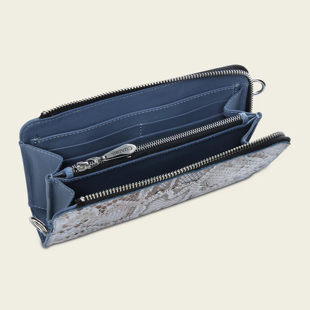 BD229PM Women's Cuadra Blue Casual Fashion Python Wristlet Wallet - Stylish Everyday Clutch for Work, Shopping & Night Out