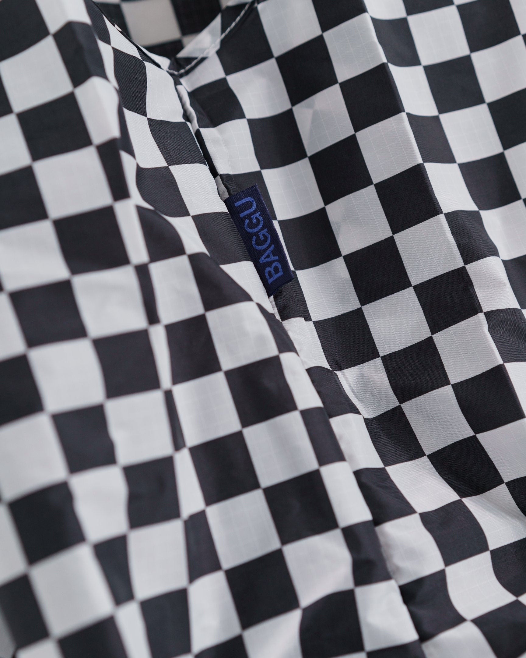 Baggu Standard Reusable Shopping Bag - Black Checkerboard Print | Eco-Friendly Grocery Tote for Shopping, Travel & Daily Use