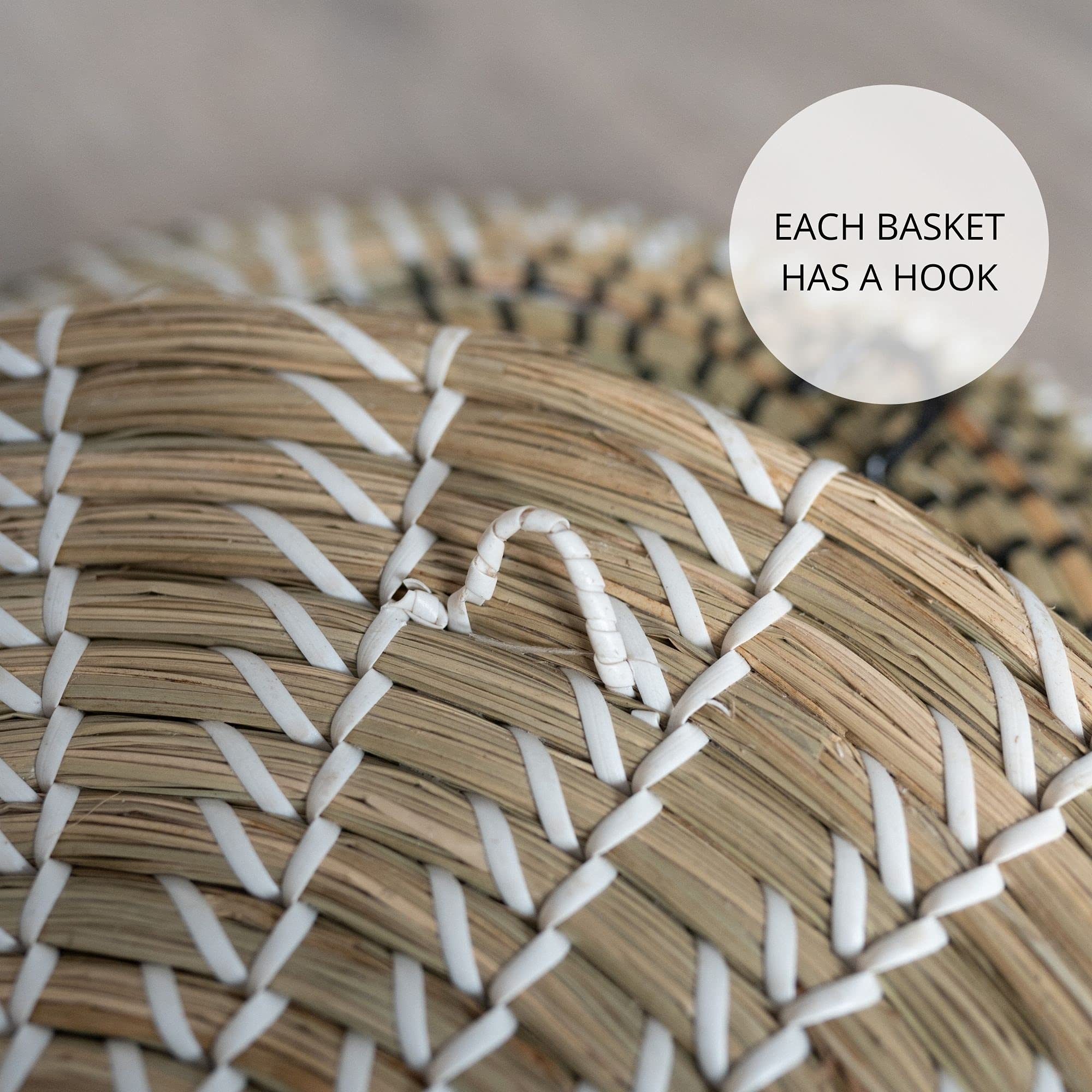 Handmade Boho Woven Wall Hanging Baskets - 3-Piece Set for Home Decor, Unique DIY Wall Art for Living Room, Bedroom, Office & Hotel | Perfect for Bohemian Style Interior Design & Gift Giving